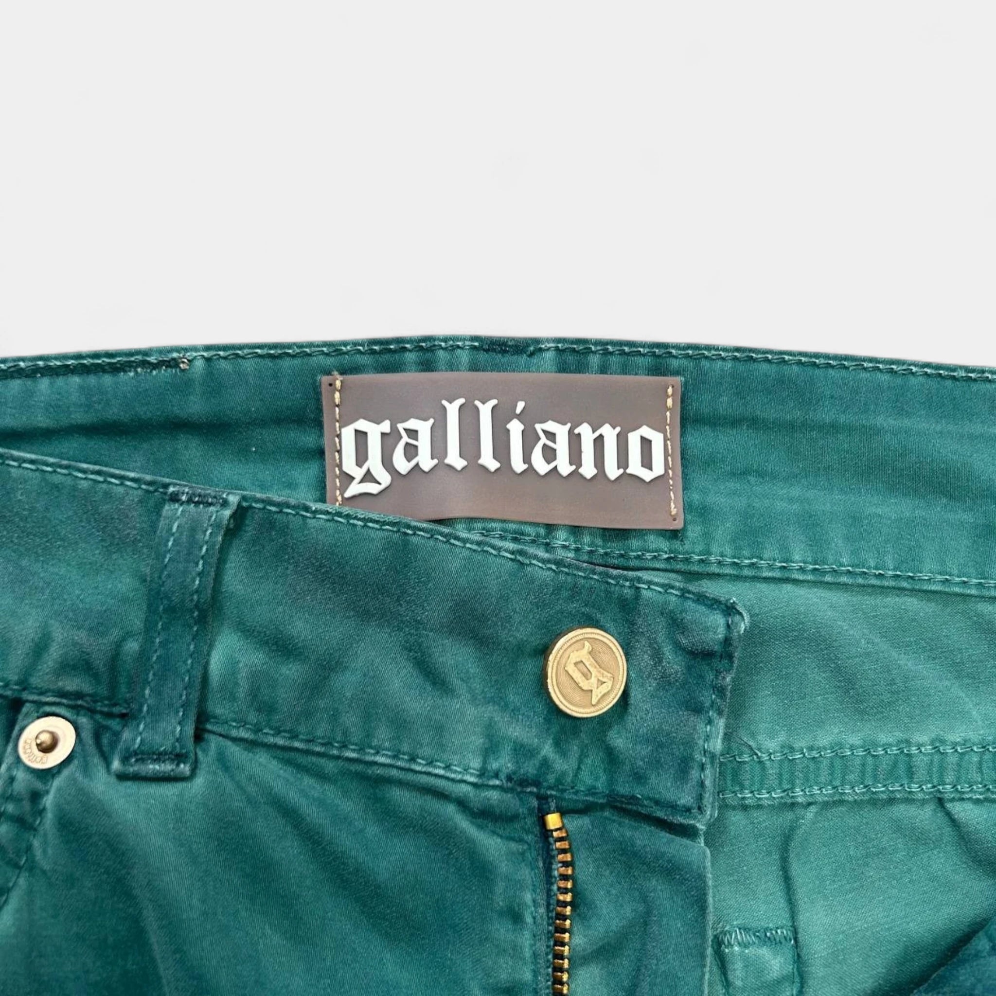 Galliano 2000s Distressed Turquoise Jeans