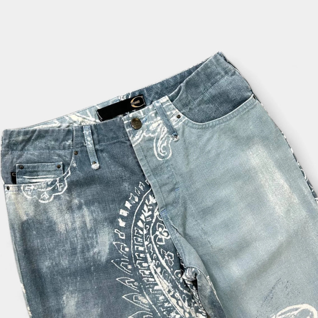 Just Cavalli Light Blue Bandana Print Flared Jeans