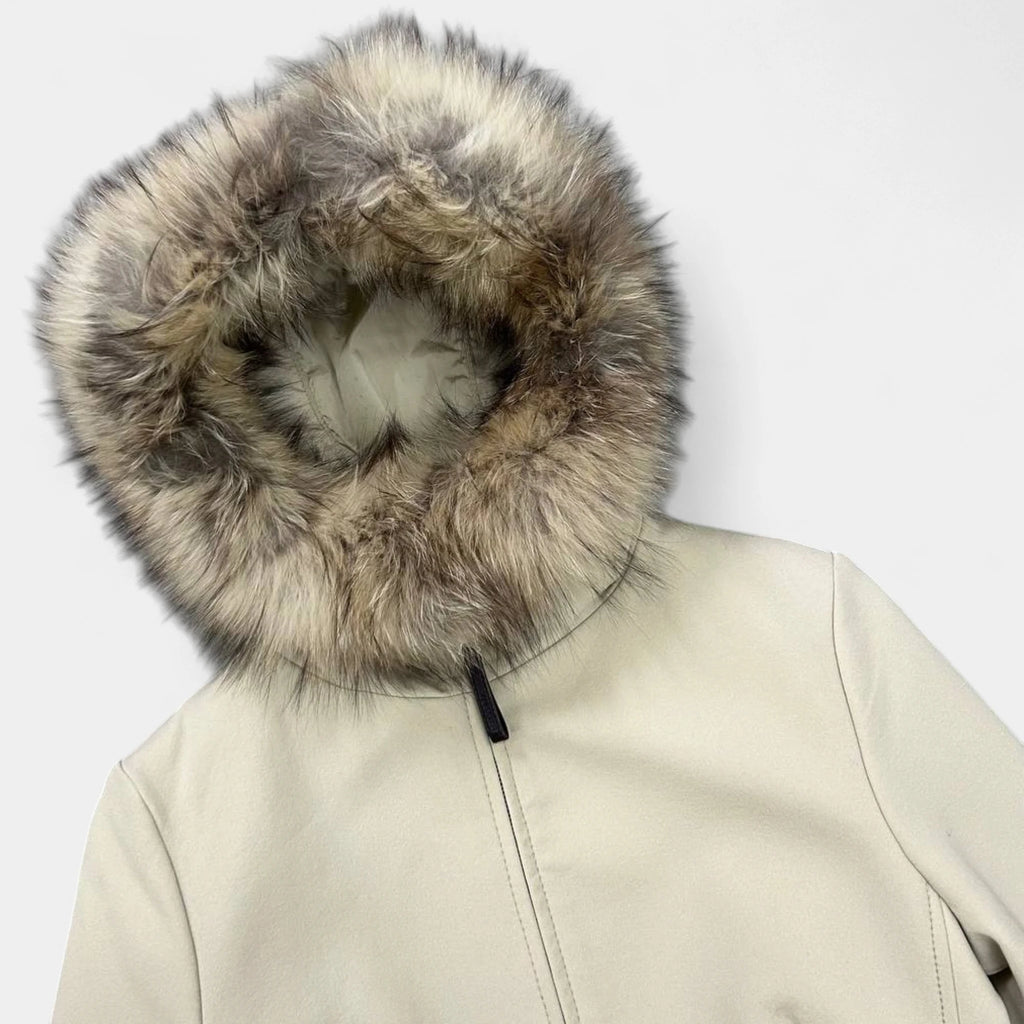 Prada Beige Fur Hooded Jacket