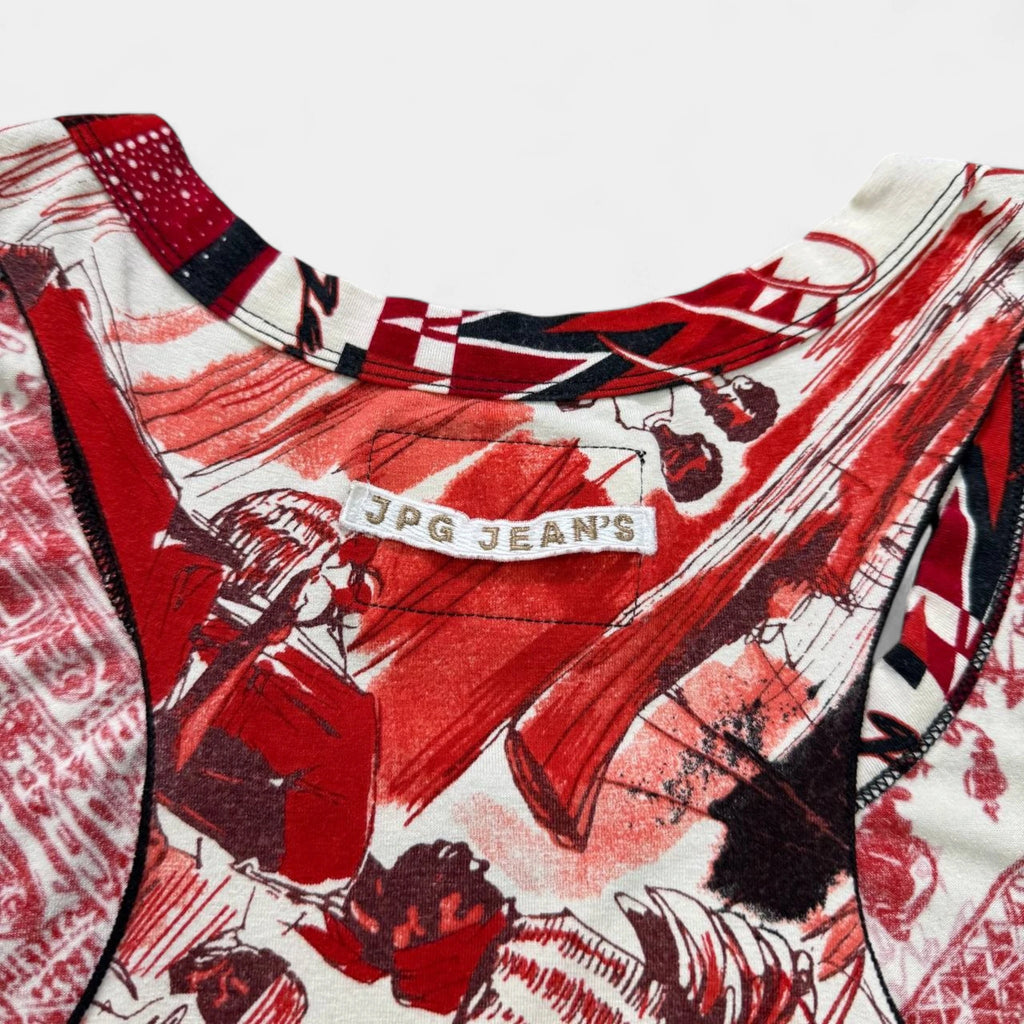 Jean Paul Gaultier Red Calligraphy Tank Top