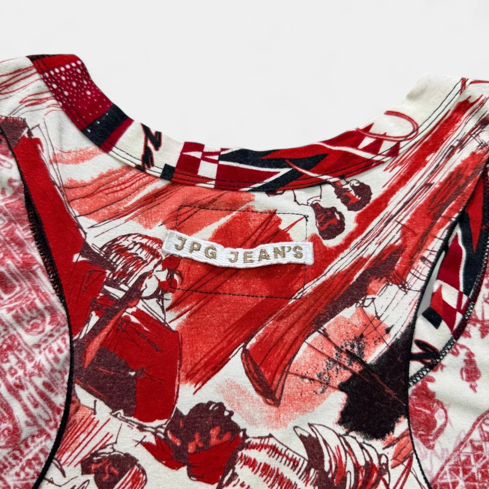 Jean Paul Gaultier Red Calligraphy Tank Top
