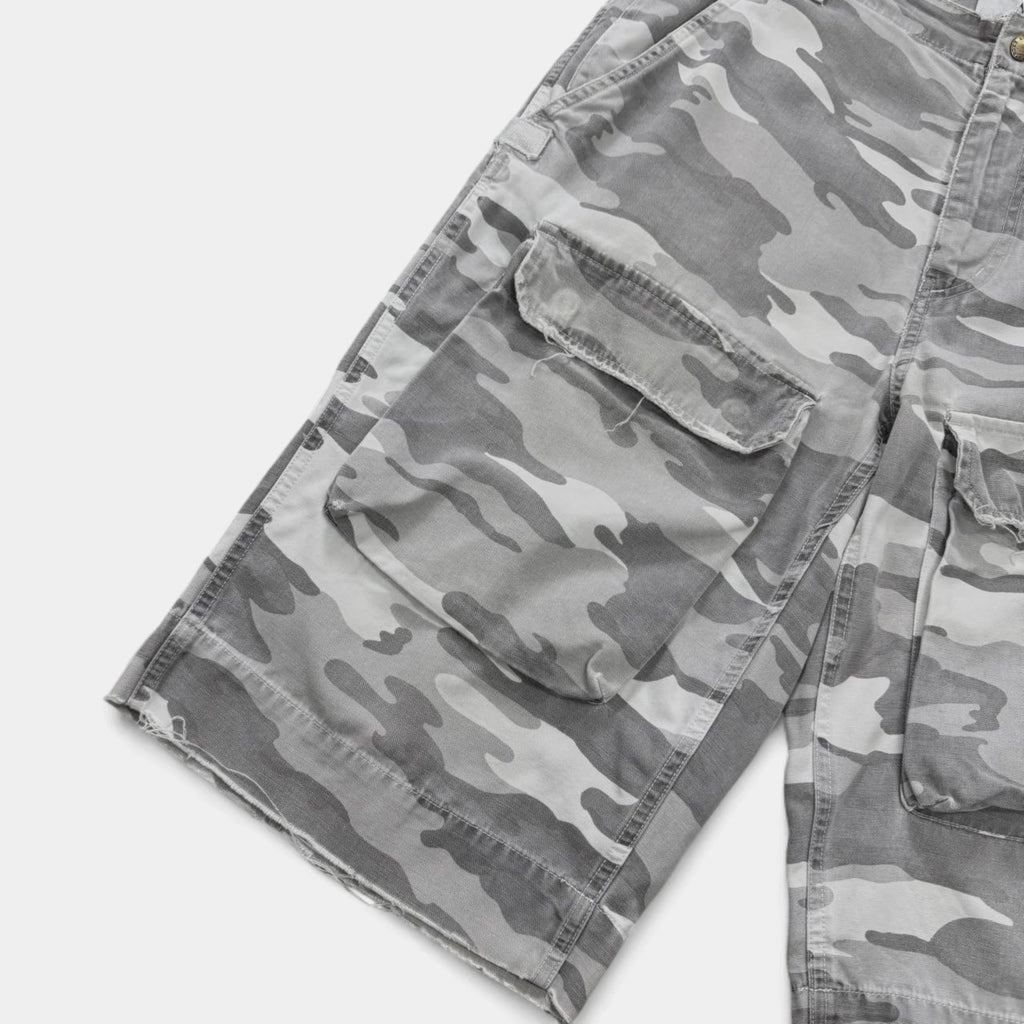 Armani Exchange White Snow Camouflage Cargo Shorts