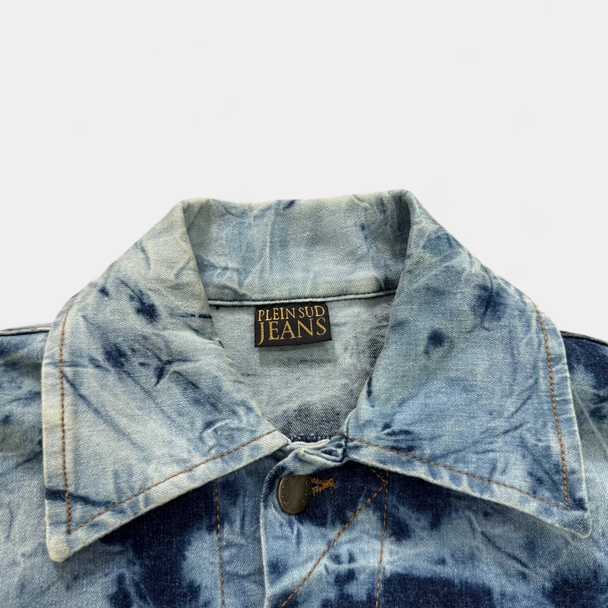 Plein Sud Jeans Vintage Blue Tie-Dye Denim Trucker Jacket