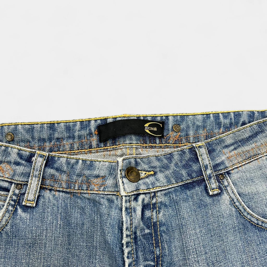 Just Cavalli 2000s Distressed Flared Denim Jeans