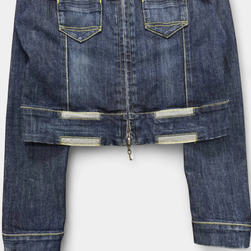 Armani Jeans Vintage  Indigo Cropped Zip-Up Denim Jacket