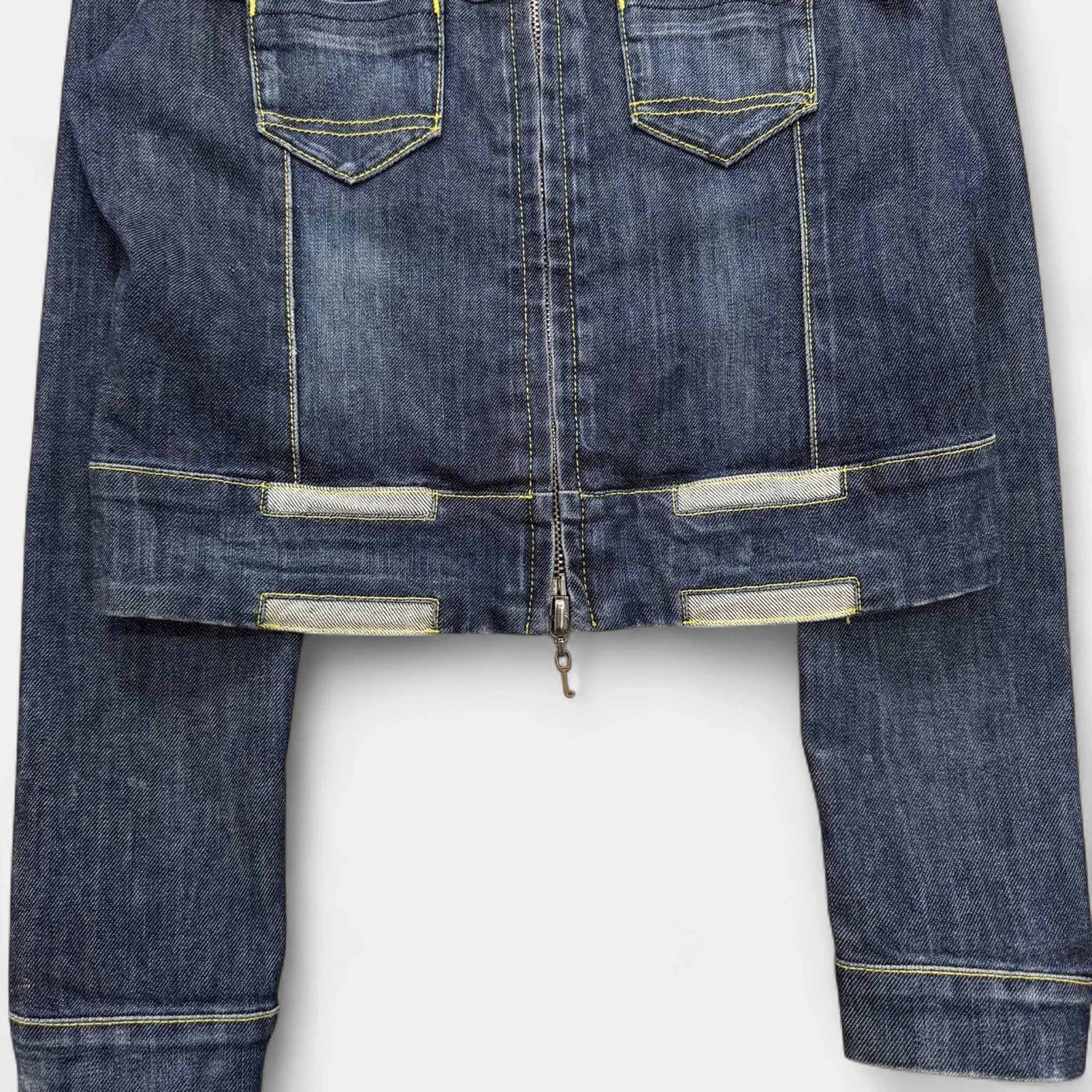 Armani Jeans Vintage  Indigo Cropped Zip-Up Denim Jacket
