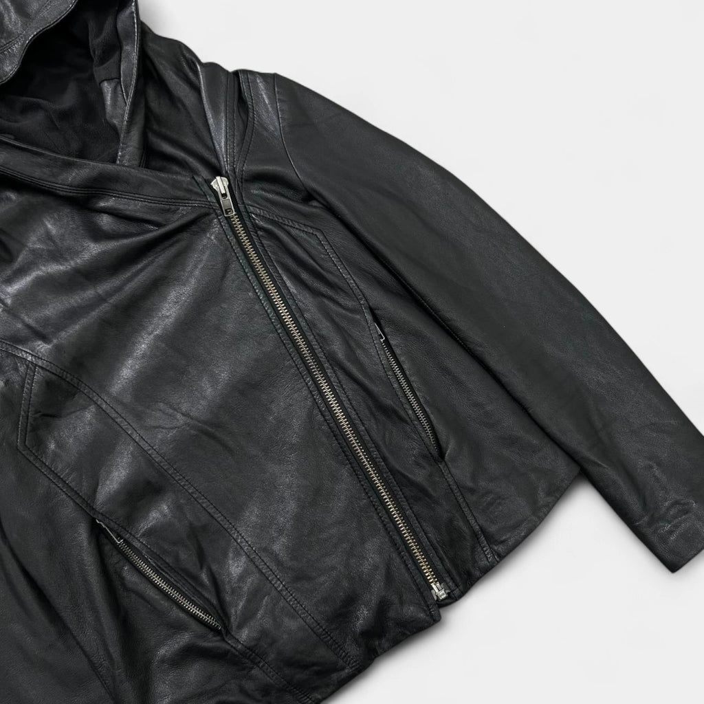 Helmut Lang Avant-Garde Lambskin Leather Hooded Jacket