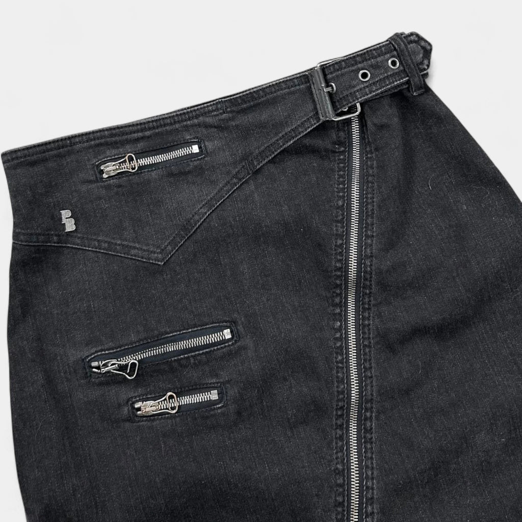 Pierre Balmain Zippers Denim Long Skirt