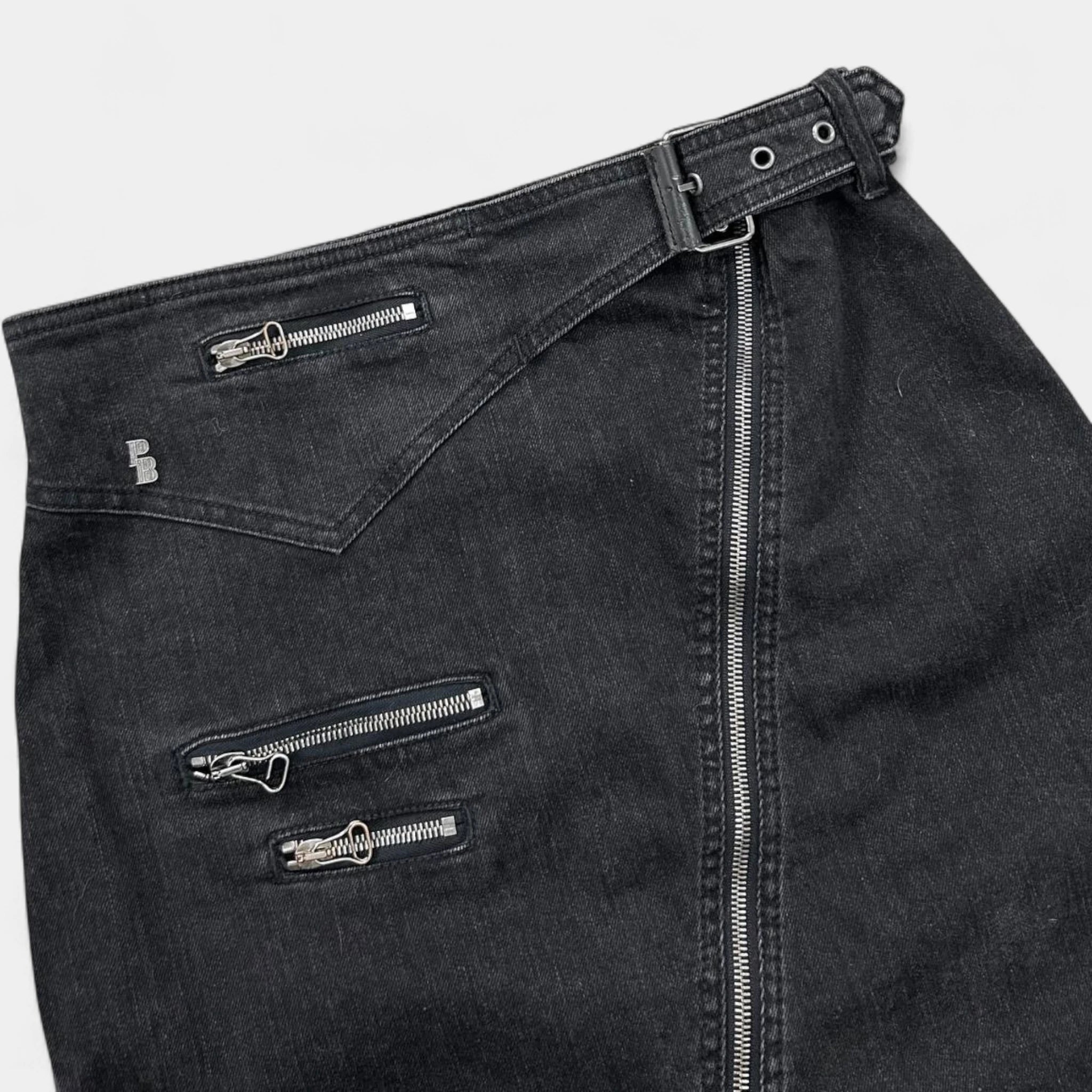 Pierre Balmain Zippers Denim Long Skirt