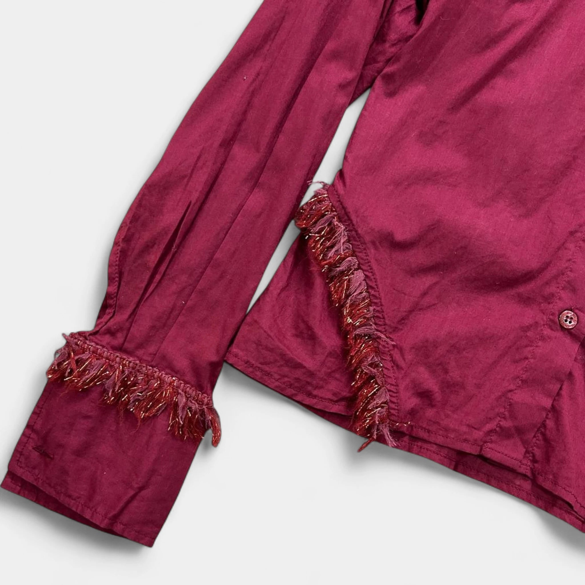 Jean Paul Gaultier 2000's Burgundy Fringe-Trimmed Shirt