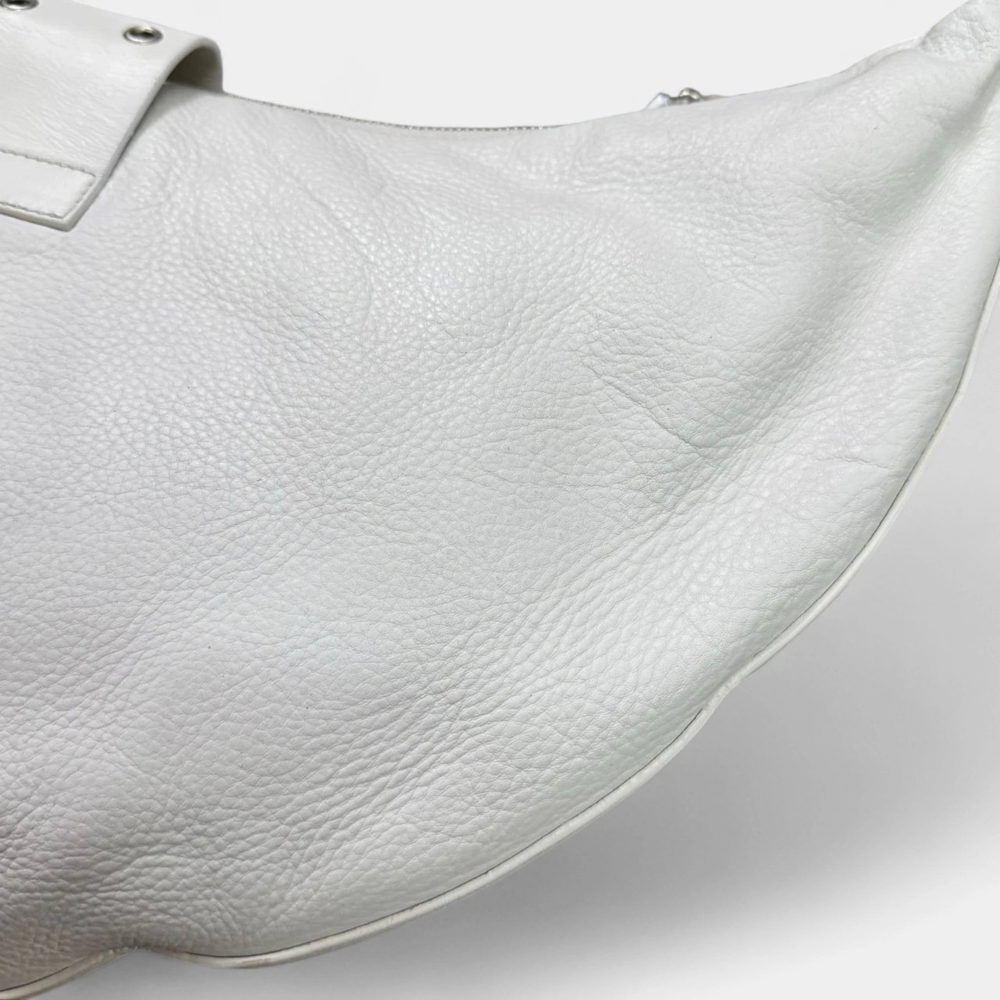 Dior by John Galliano White Leather Street Chic Hobo Bag