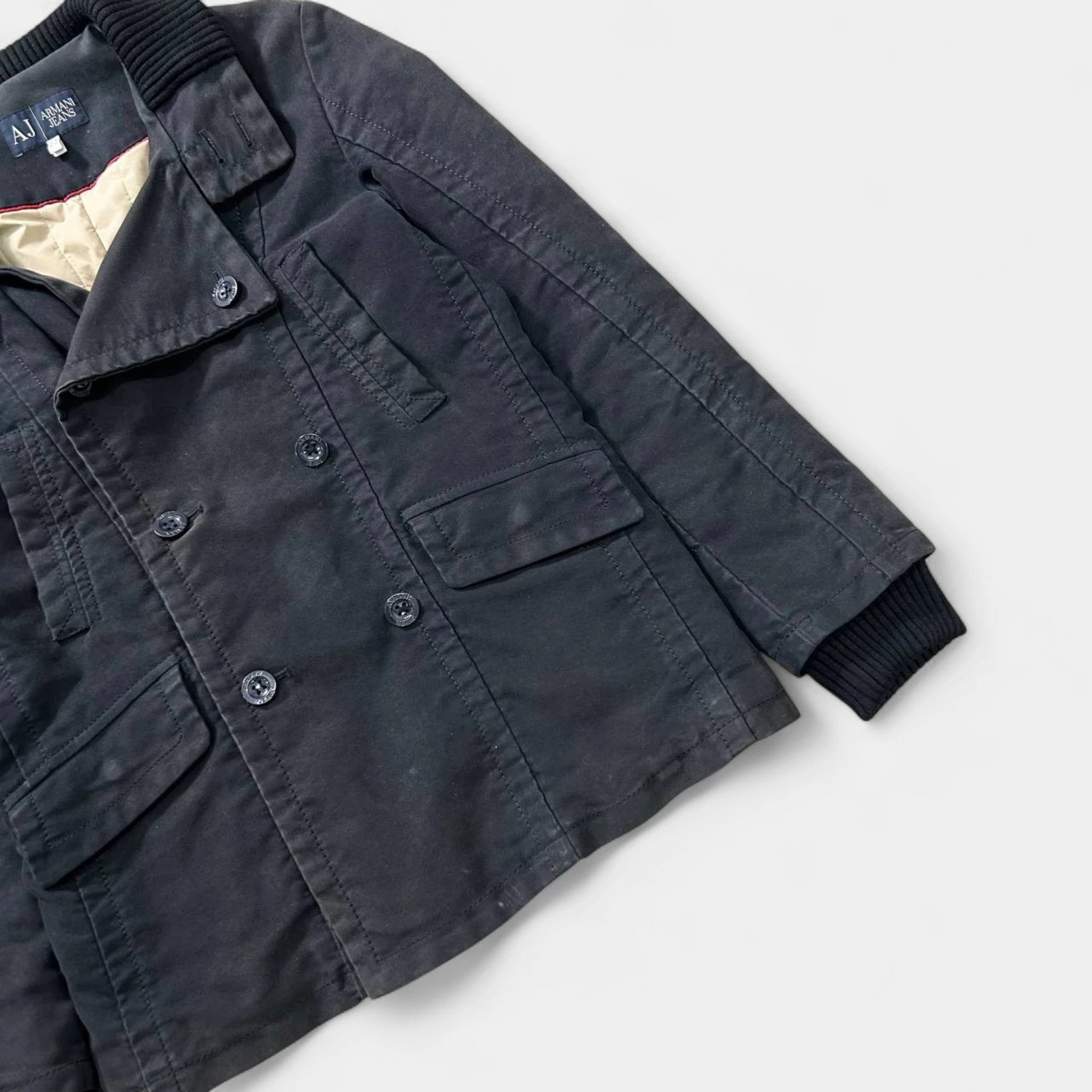 Armani Classic Long Button Navy Coat