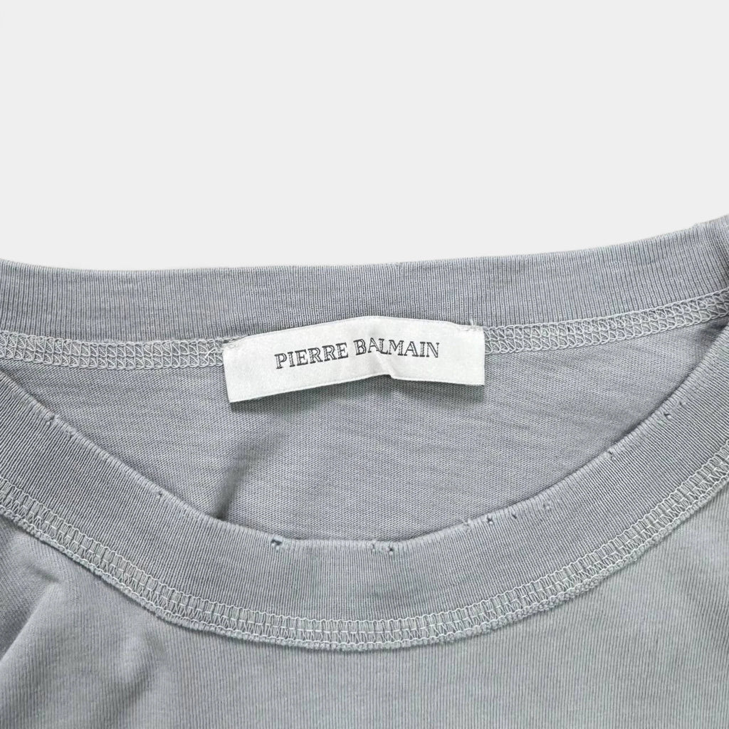 Pierre Balmain Gothic Crest Distressed Long Sleeve