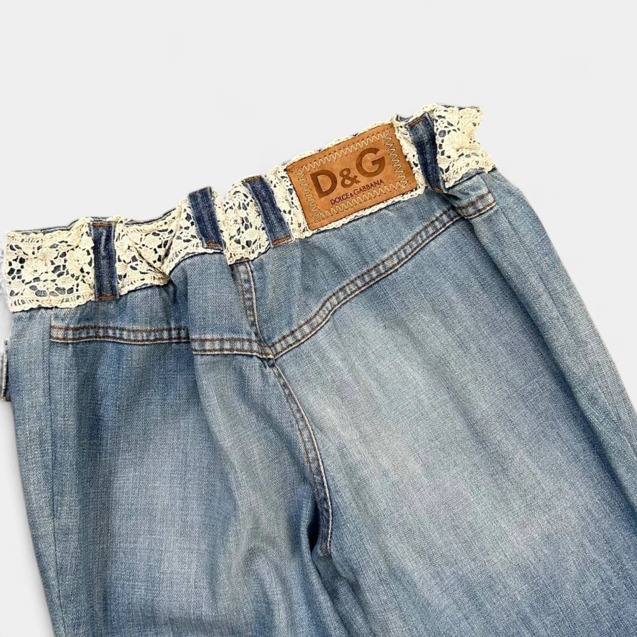 Dolce & Gabbana 2000's Crochet Detail Blue Jeans