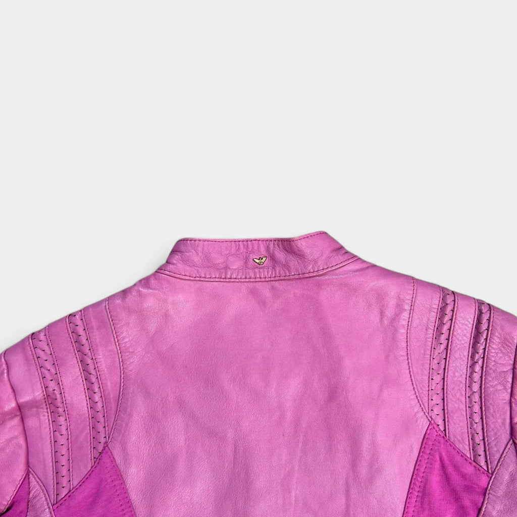 Armani Jeans Pink Leather Biker Jacket
