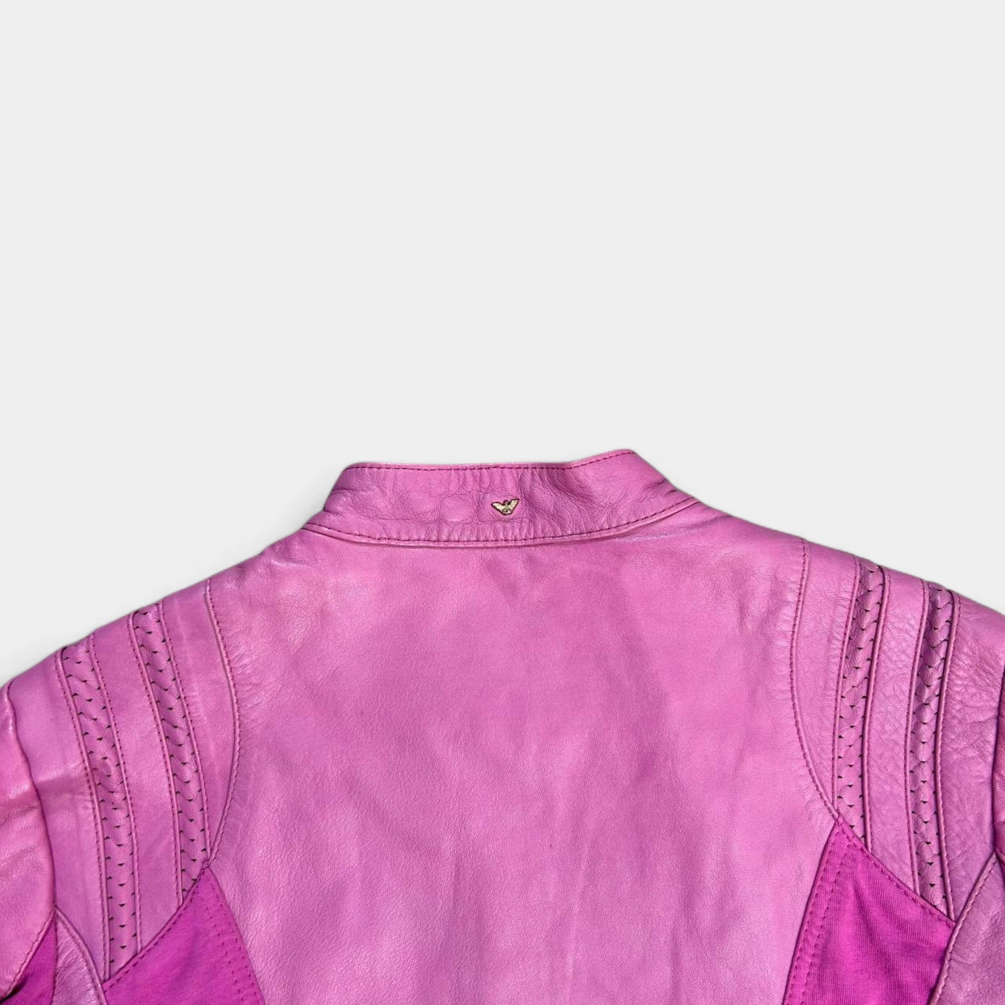 Armani Jeans Pink Leather Biker Jacket