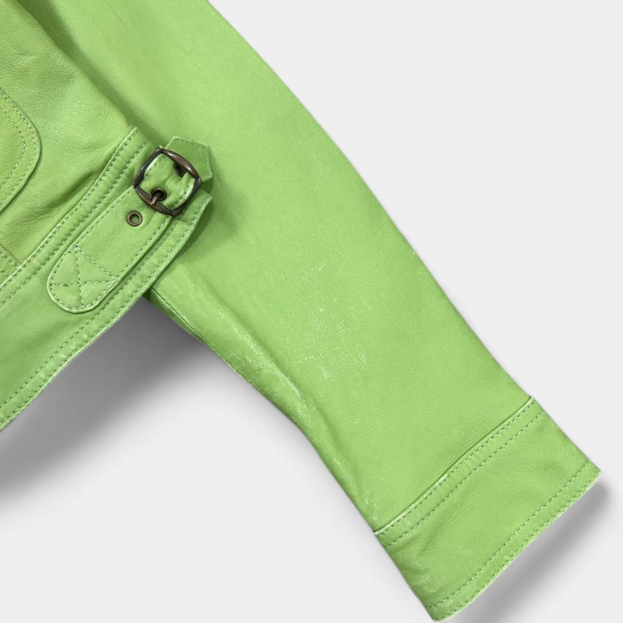 2000's Dolce & Gabbana Matcha Green Leather Jacket