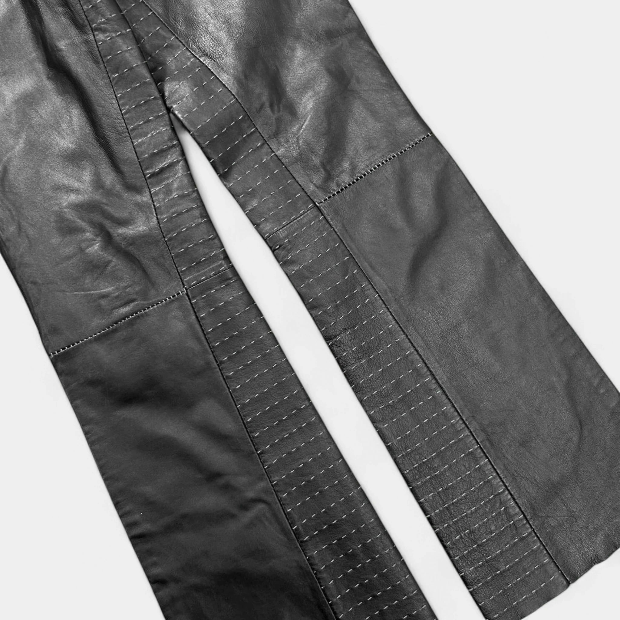 Just Cavalli 2000s Sashiko Leather Flared Pants