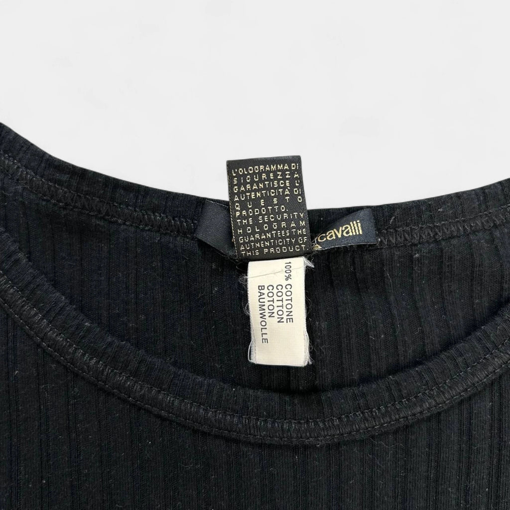 Just Cavalli Superlover Black Ribbed T-Shirt