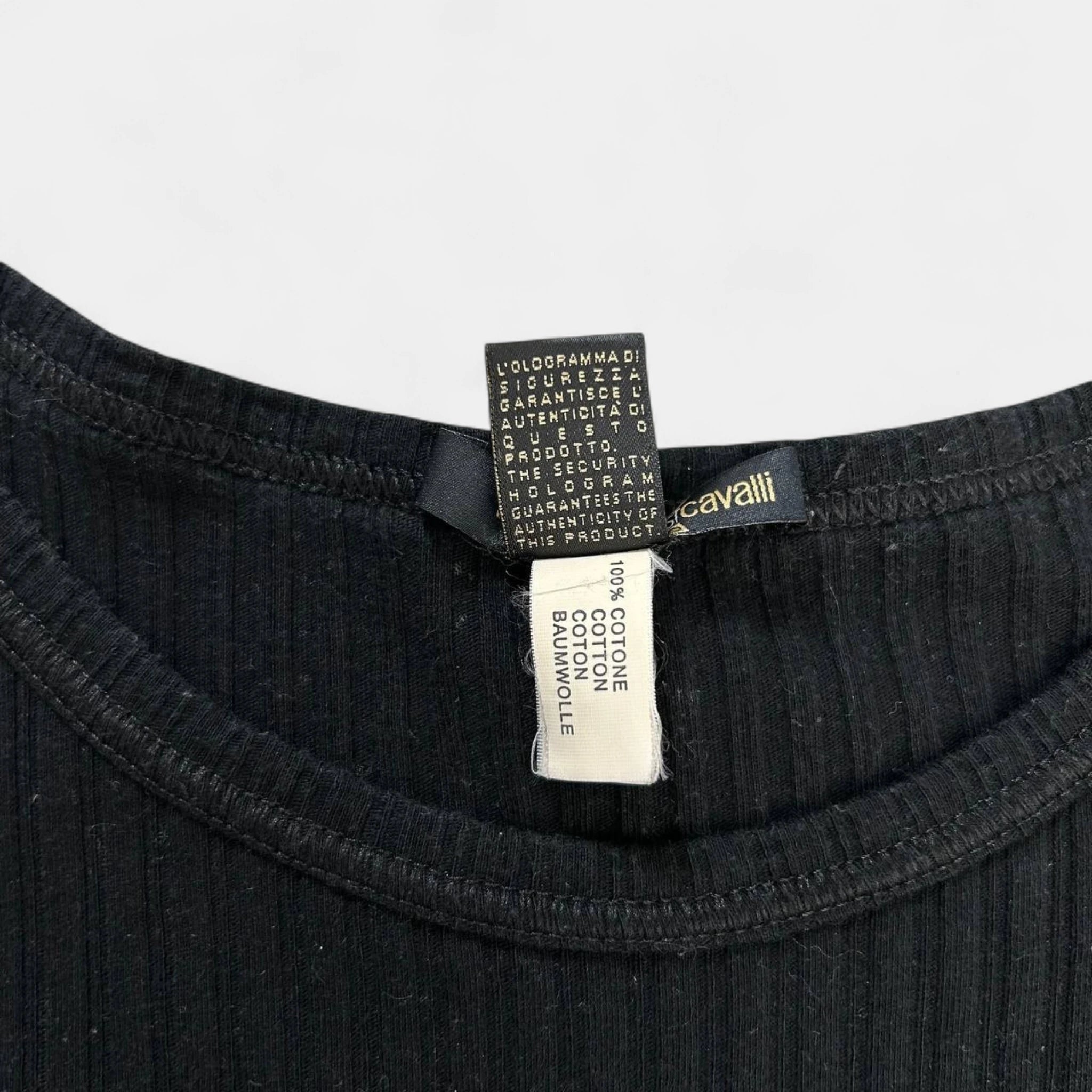 Just Cavalli Superlover Black Ribbed T-Shirt