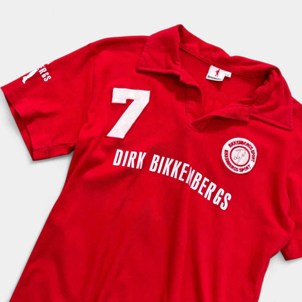 Dirk Bikkembergs Red Soccer Jersey Style Polo Shirt