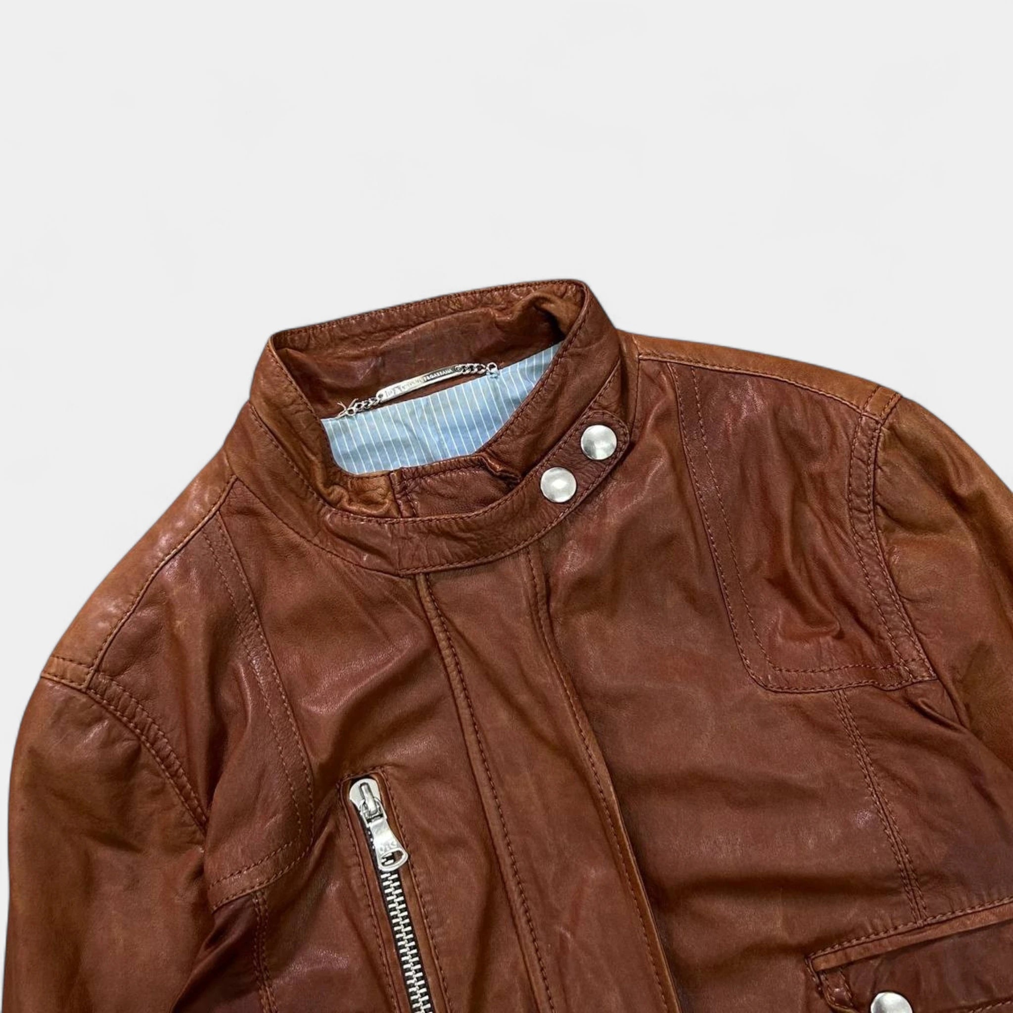 Dolce & Gabbana Multi-Pocket Lambskin Leather Biker Jacket