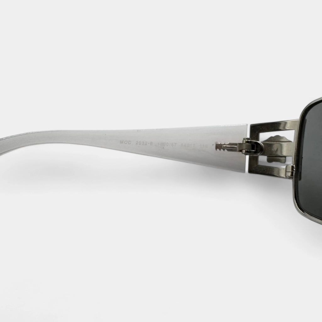 Versace 2010s White Medusa Crystal Shield Sunglasses