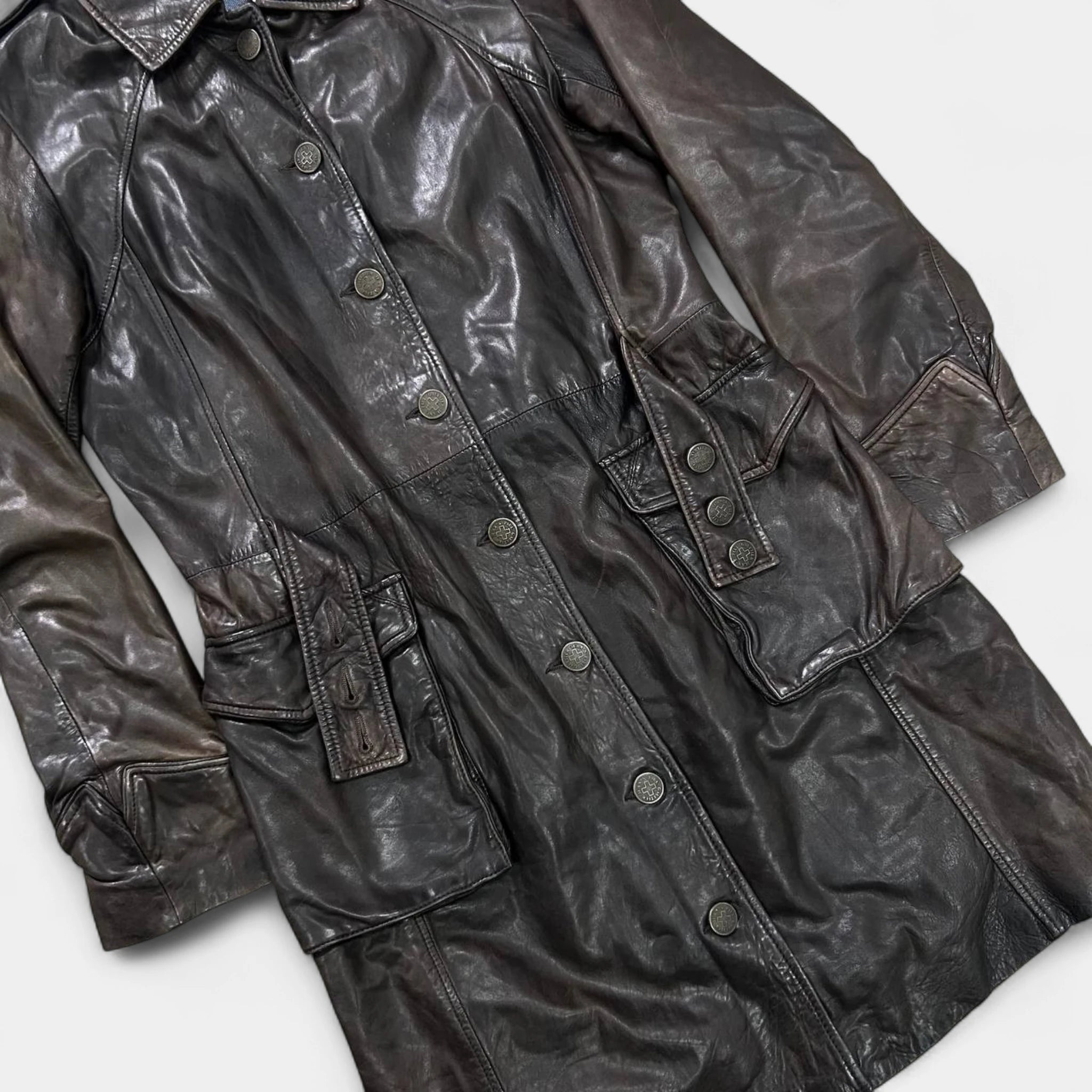 Jean Paul Gaultier 90's Vintage Brown Leather Trench Coat