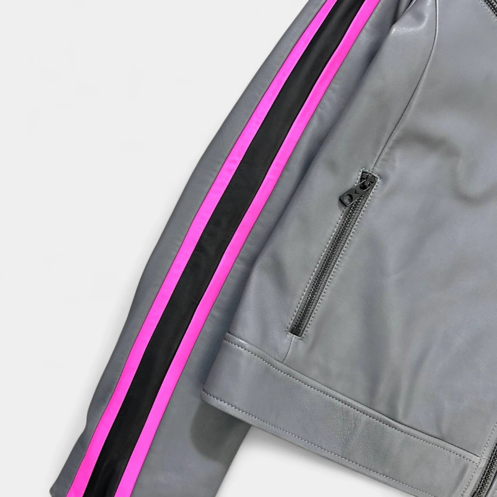 Emporio Armani Racing Grey Leather Jacket