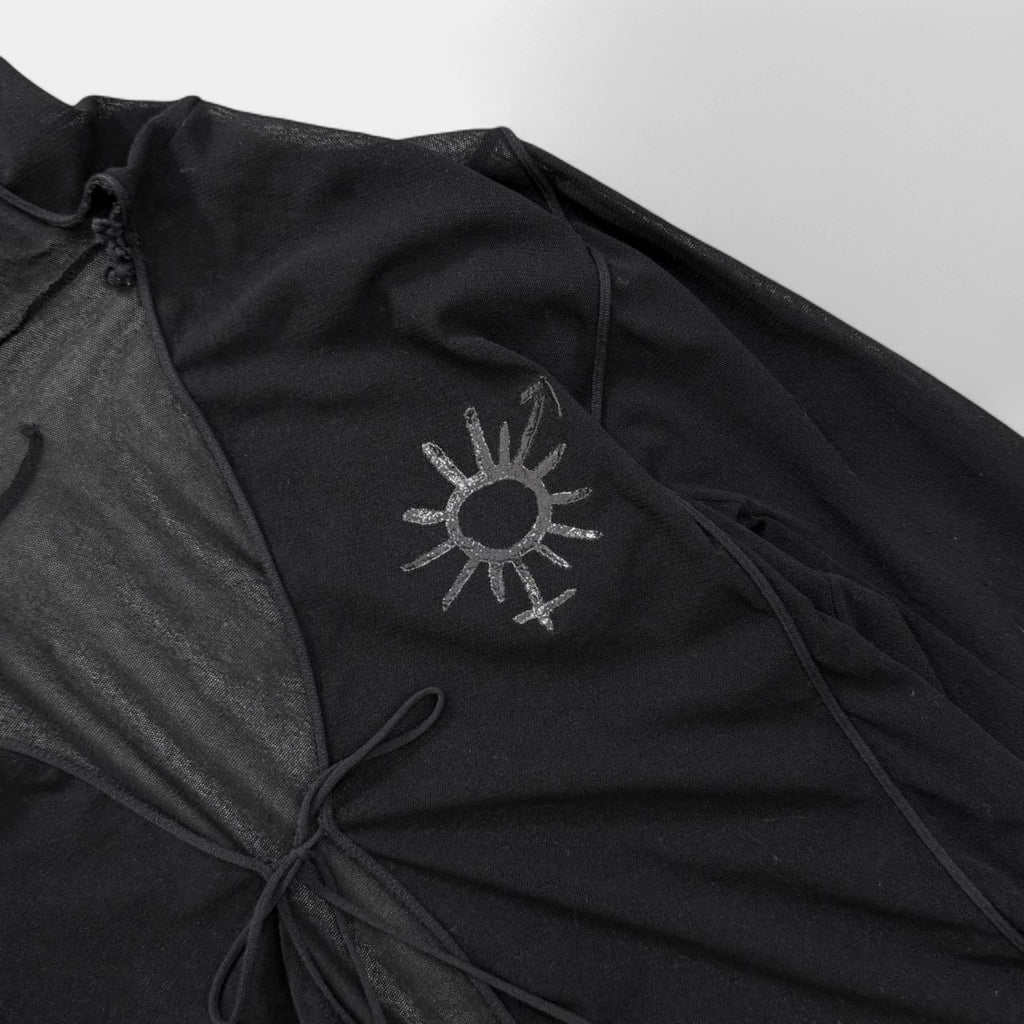 Jean Paul Gaultier Black Sheer Mesh Hood Cardigan