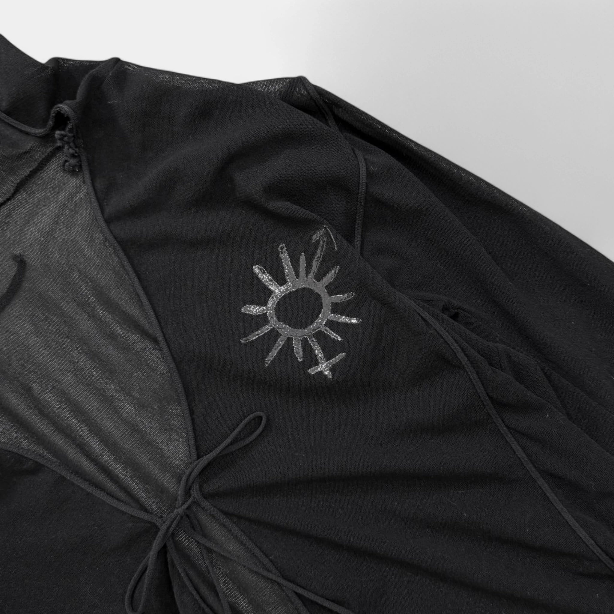 Jean Paul Gaultier Black Sheer Mesh Hood Cardigan