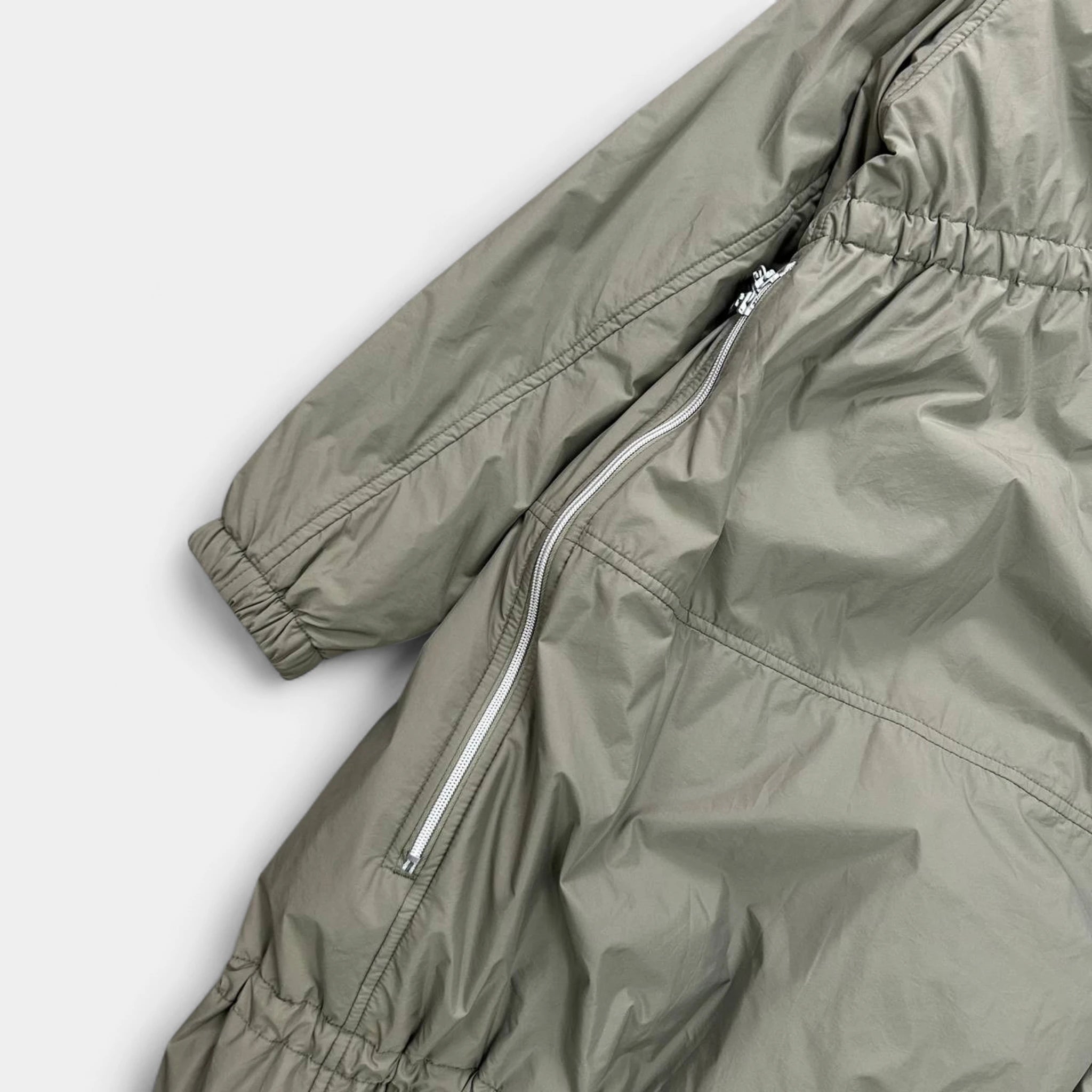 Marithé + François Girbaud 2000s Technical Long Nylon Trench Coat Khaki