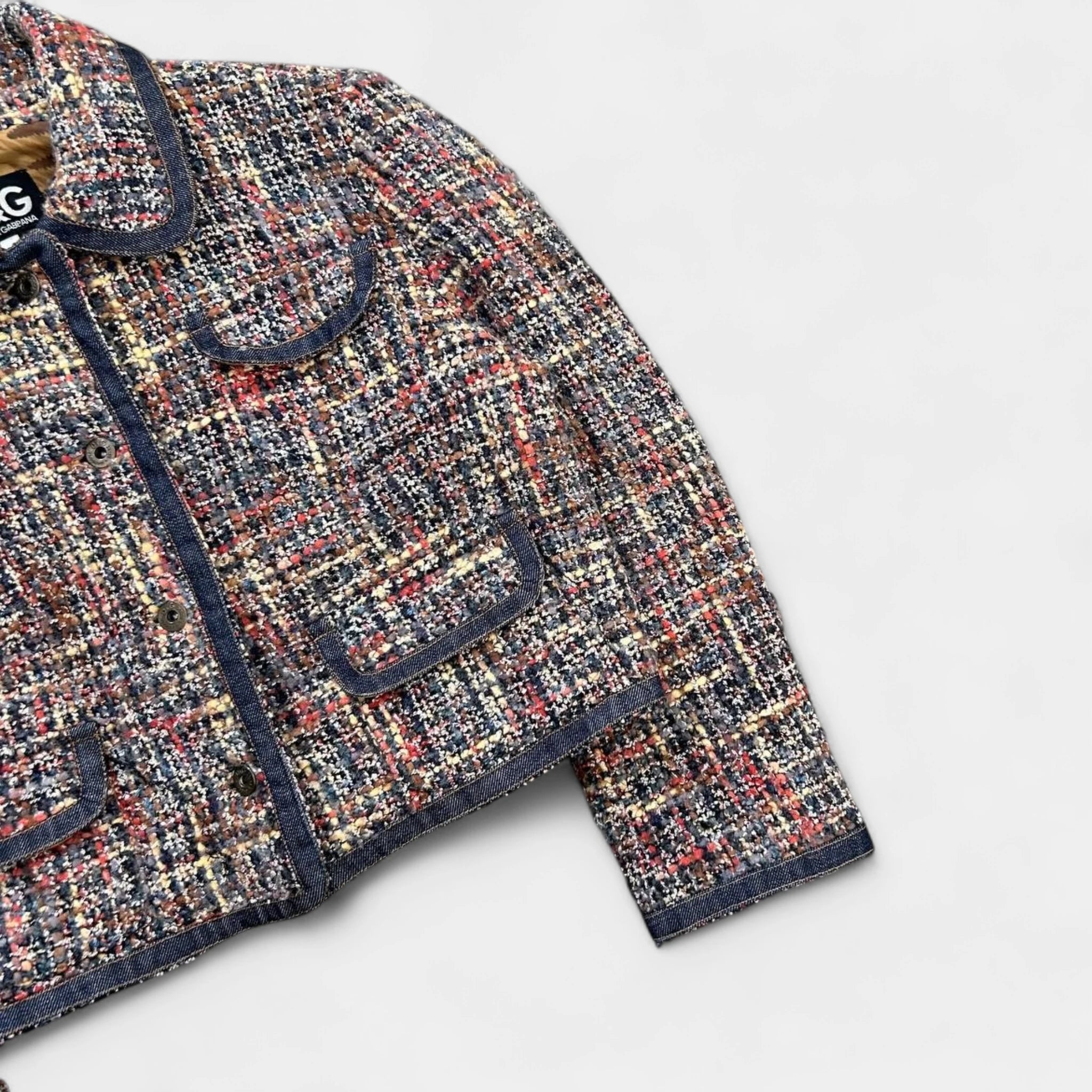 Dolce & Gabbana 2000's Tweed Dark Denim Contrast Jacket