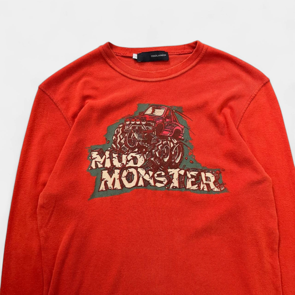 Dsquared2 "Mud Monster" Graphic Red Longsleeve T-Shirt