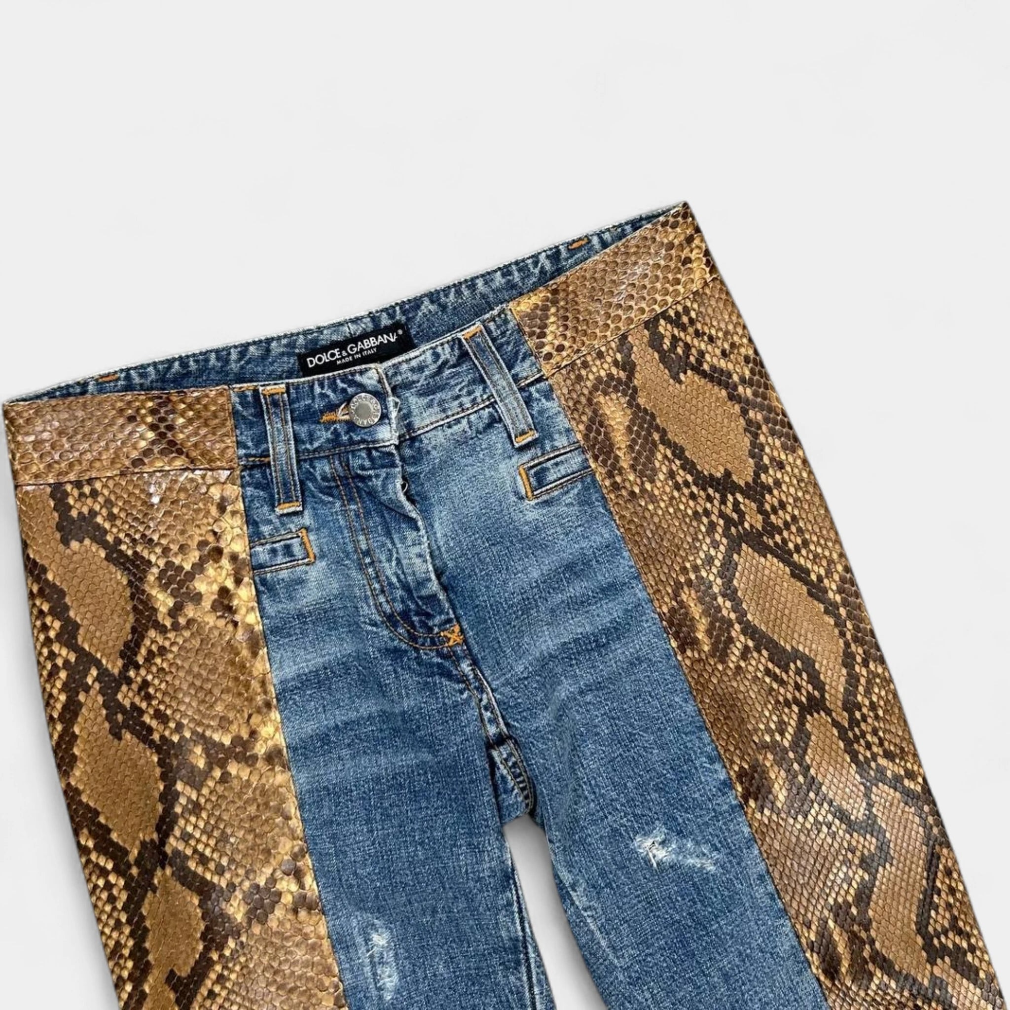 Dolce & Gabbana Geniune Python Light Blue Denim Pants