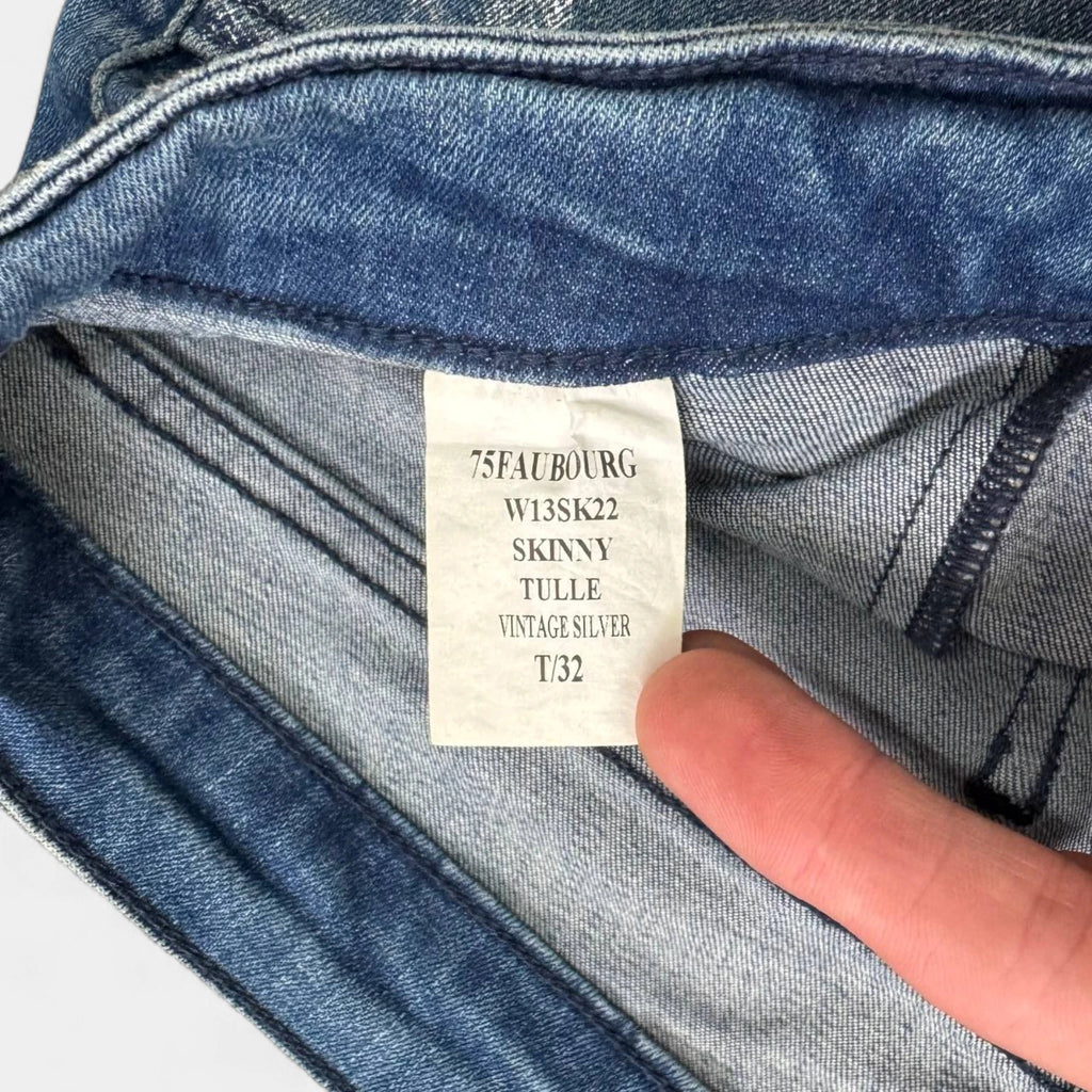 75 Faubourg Metallic Silver Foil Coated Skinny Jeans