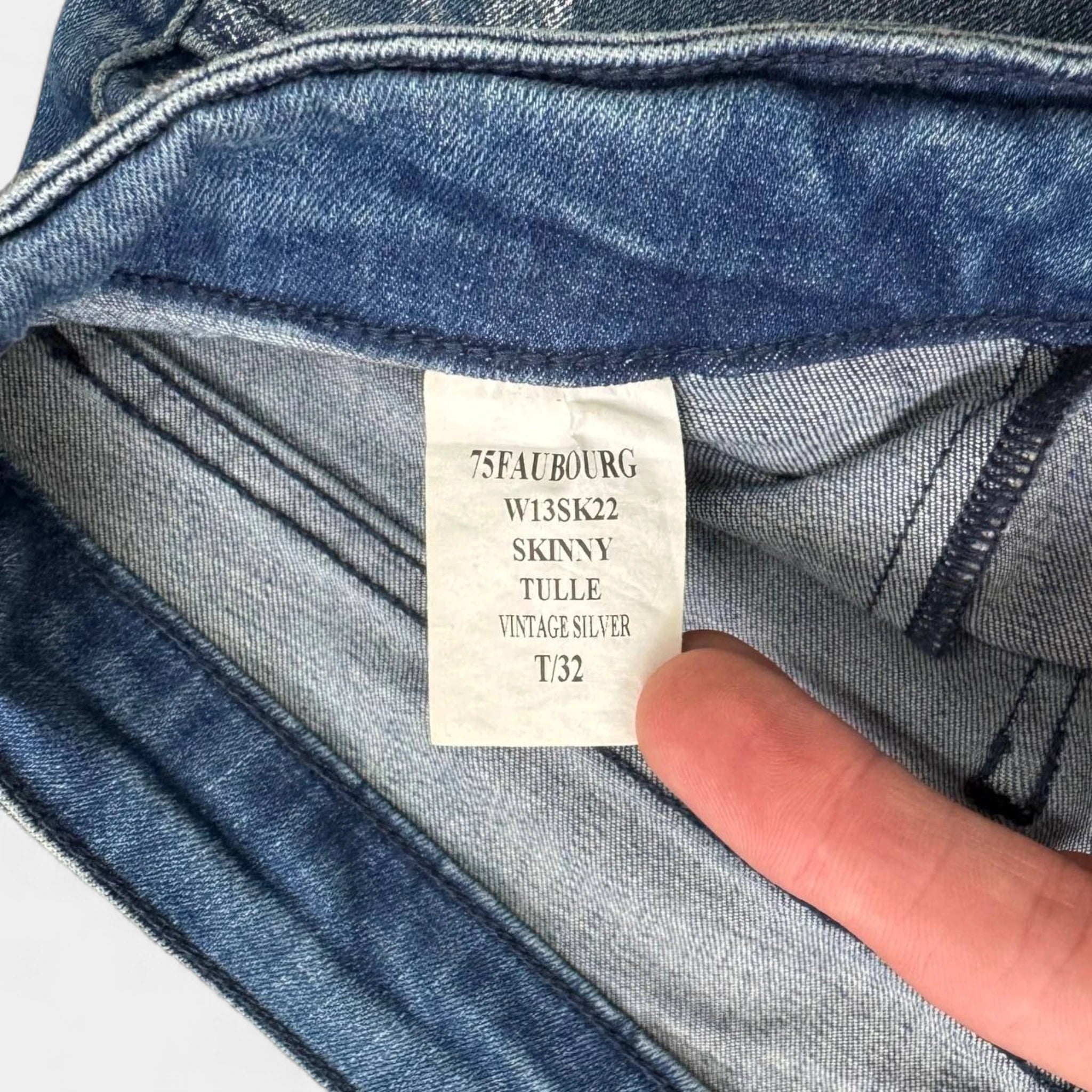 75 Faubourg Metallic Silver Foil Coated Skinny Jeans