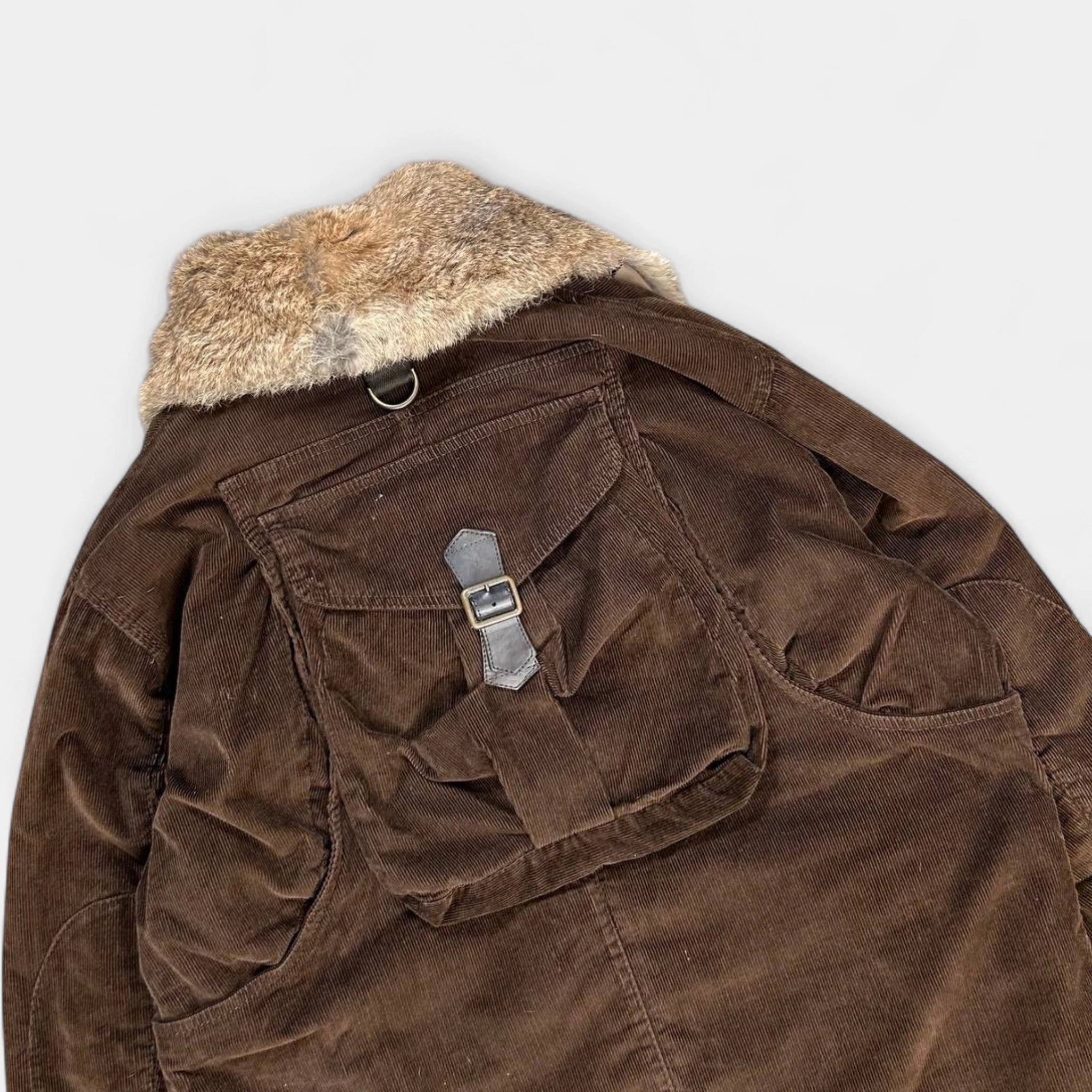 Dolce & Gabbana Corduroy Fur Brown Fur Jackets