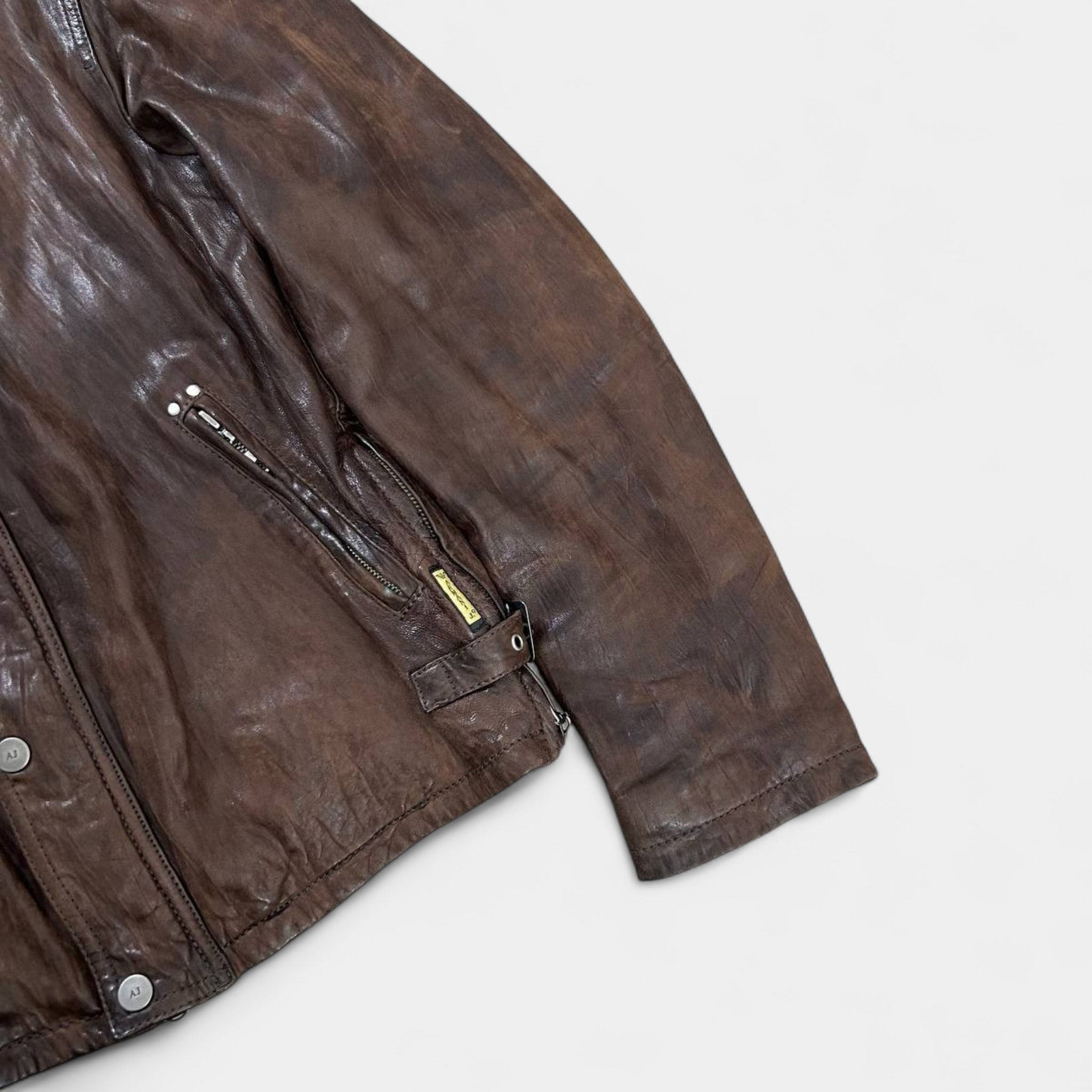 Armani Jeans Brown Aged Leather Jacket