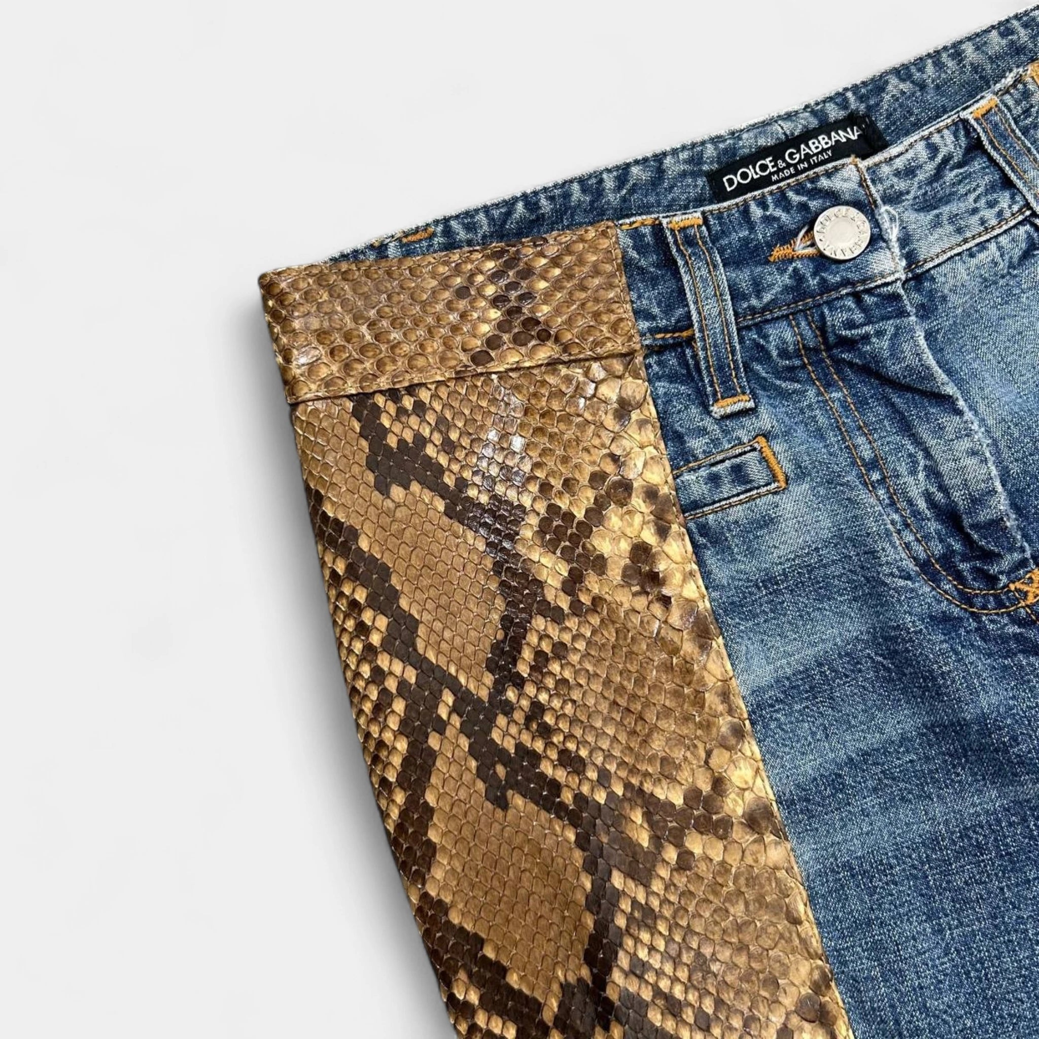 Dolce & Gabbana Geniune Python Light Blue Denim Pants