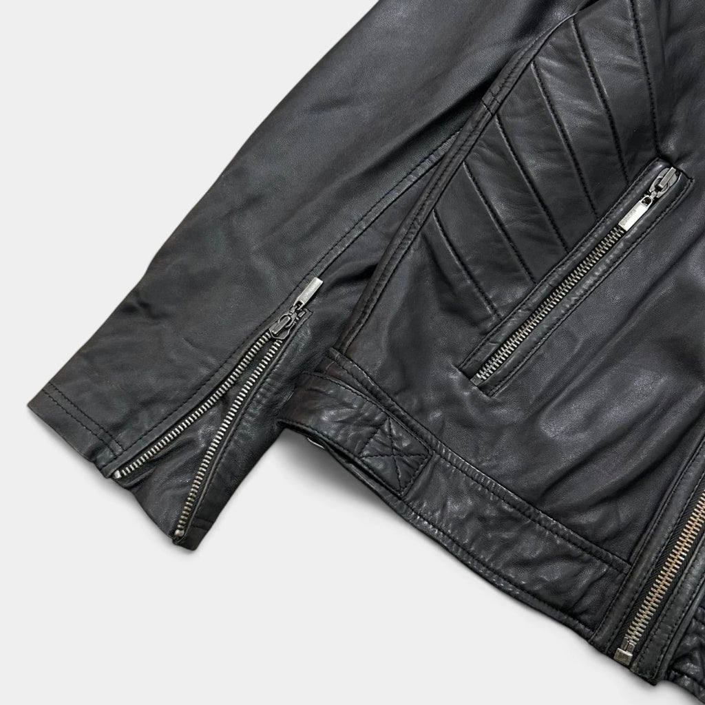 Just Cavalli Vintage Multi-Zip Leather Biker Jacket