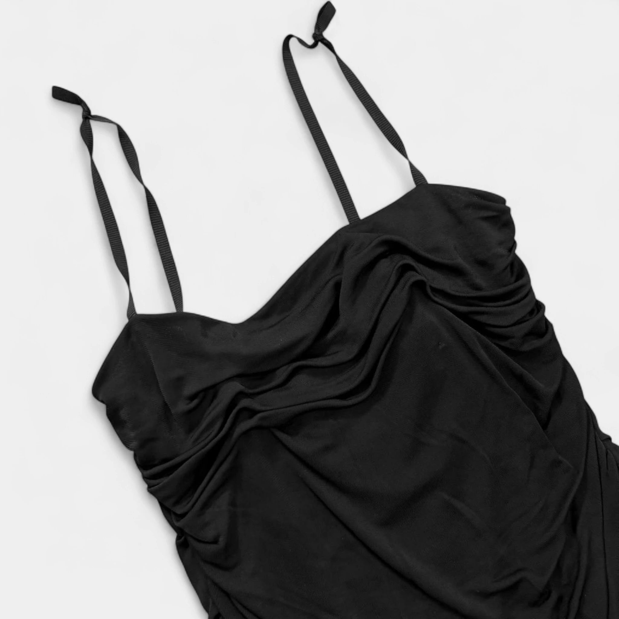 Dolce & Gabbana Vintage Black Ruched Drop-Waist Dress
