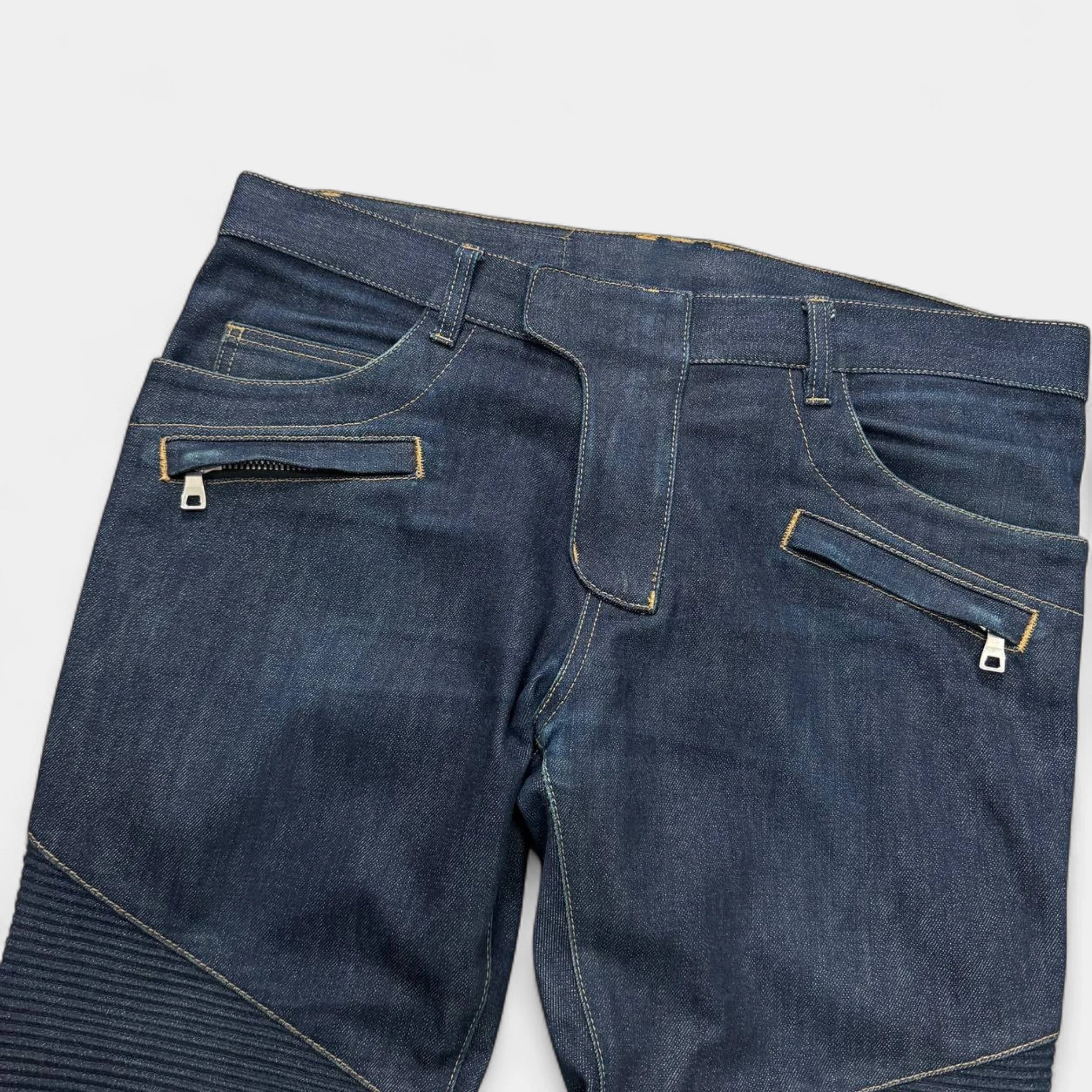 Balmain 2015 Indigo Denim Biker Jeans