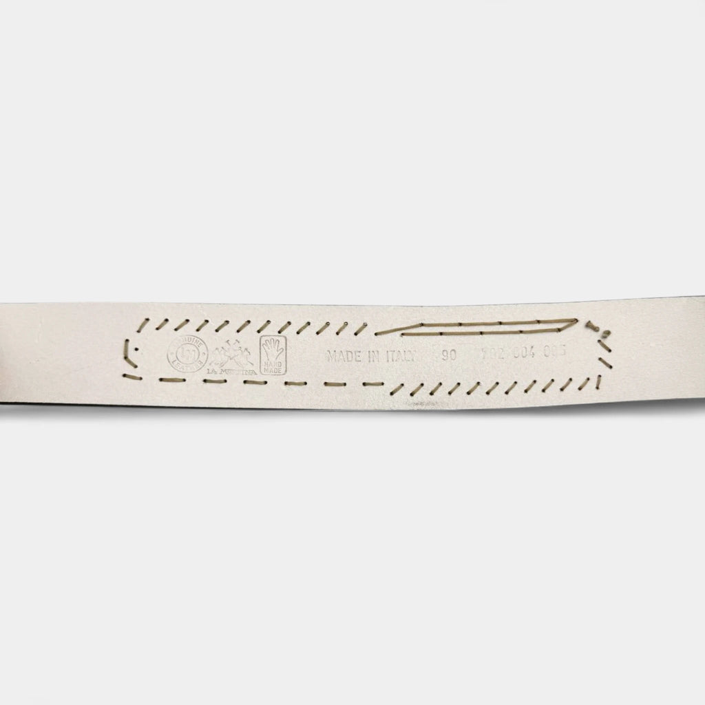 La Martina Vintage Cream Leather Double Eyelet Belt