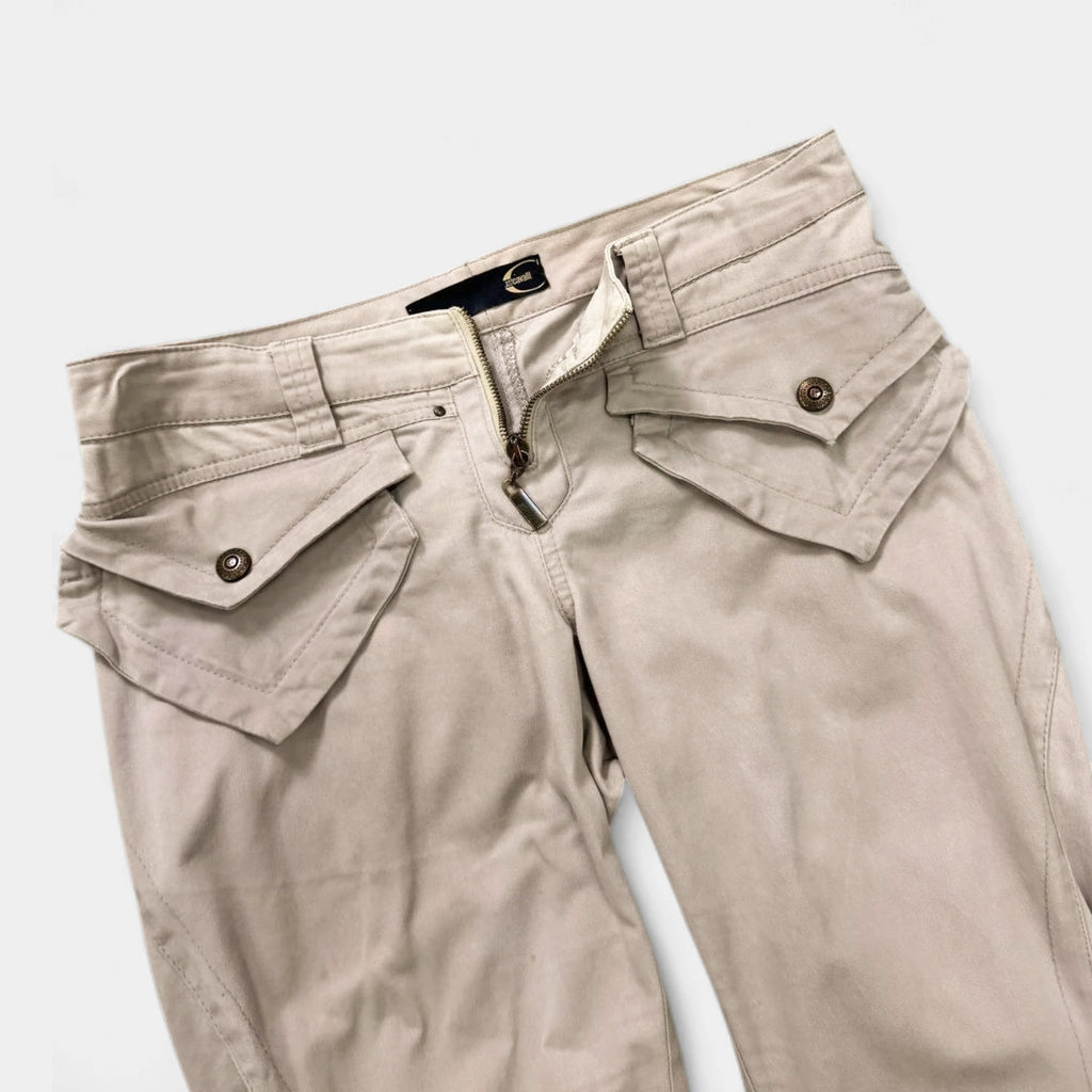 Just Cavalli 2000's Beige Utility Flared Pants