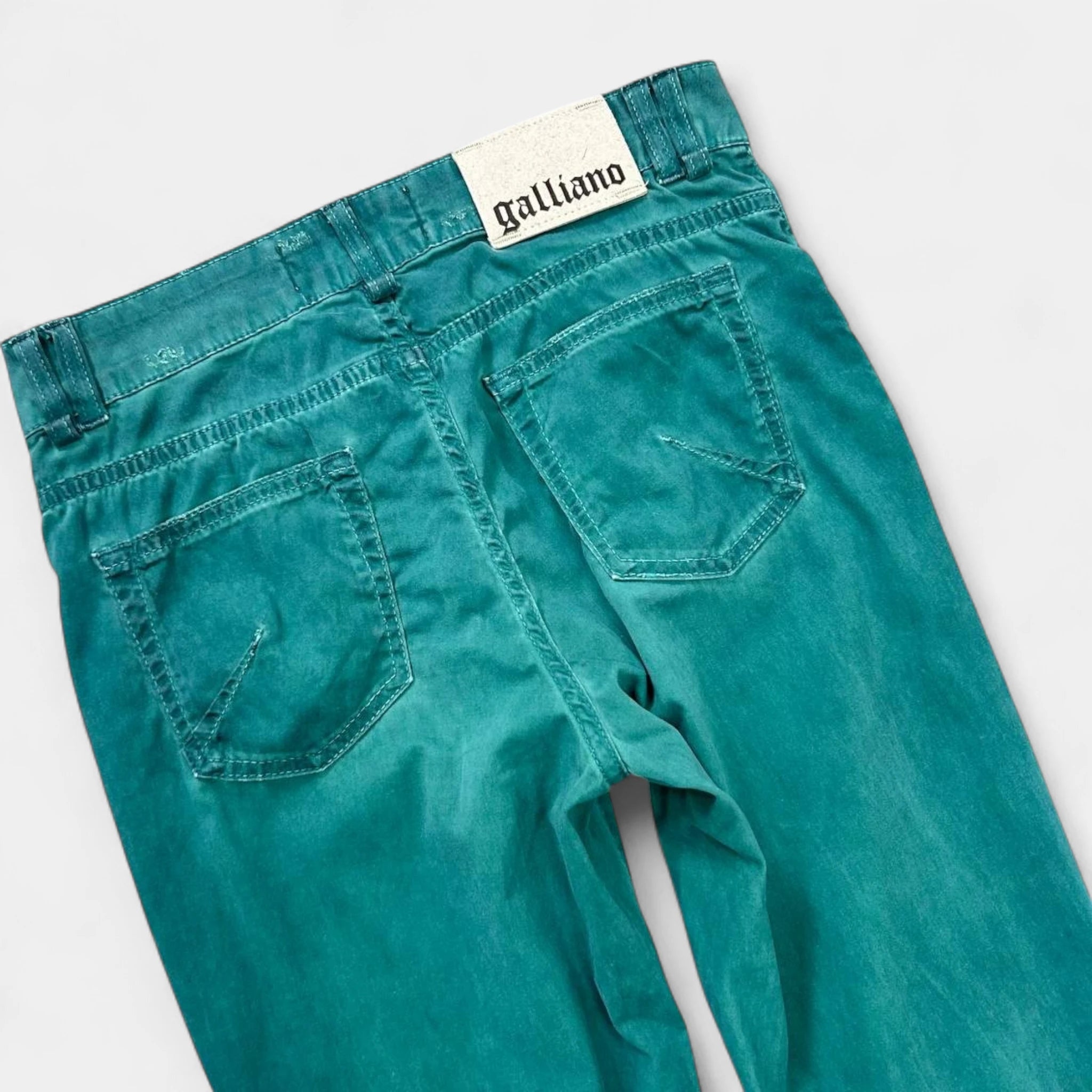 Galliano 2000s Distressed Turquoise Jeans