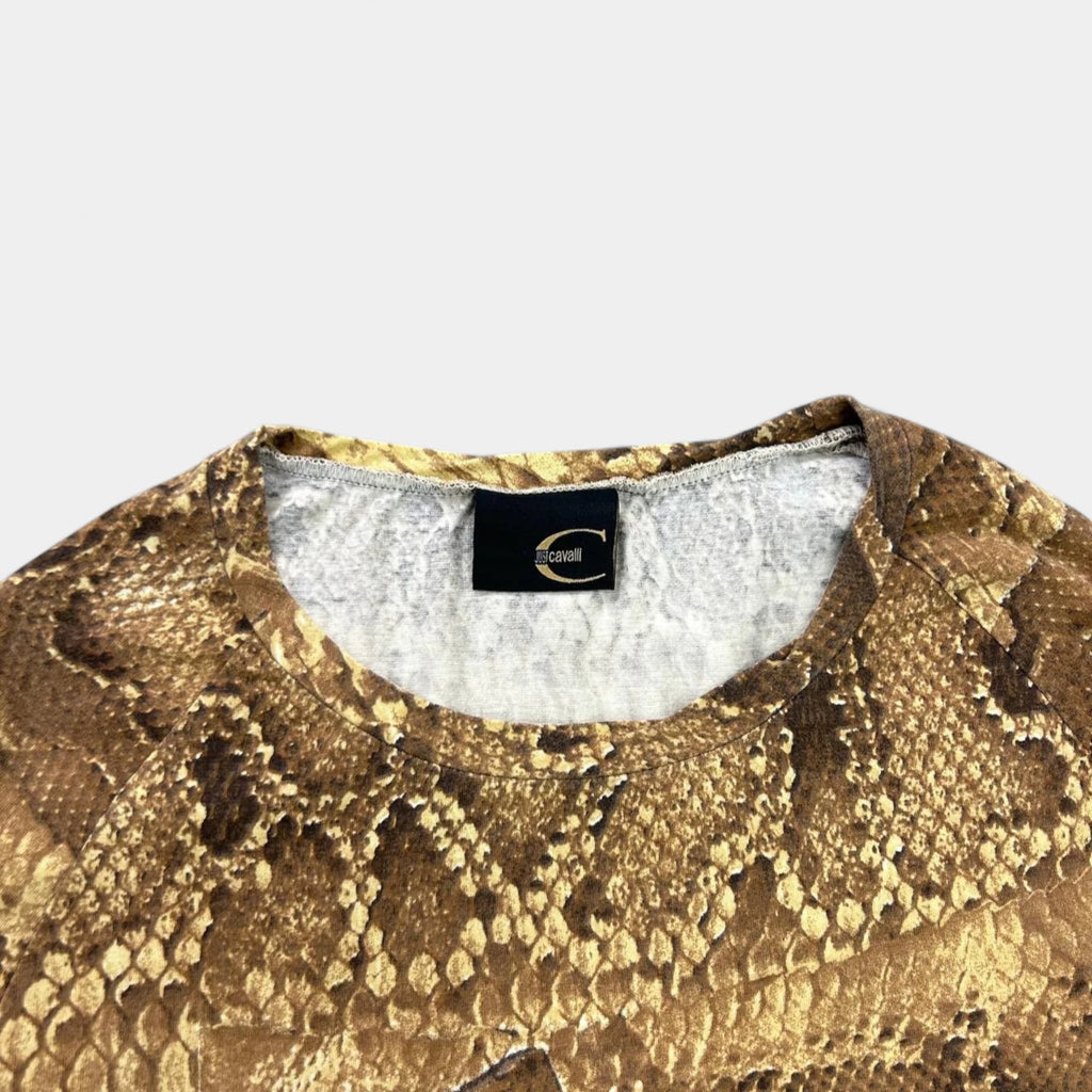 Just Cavalli Snake Print Three Quarter Sleeve T-Shirt