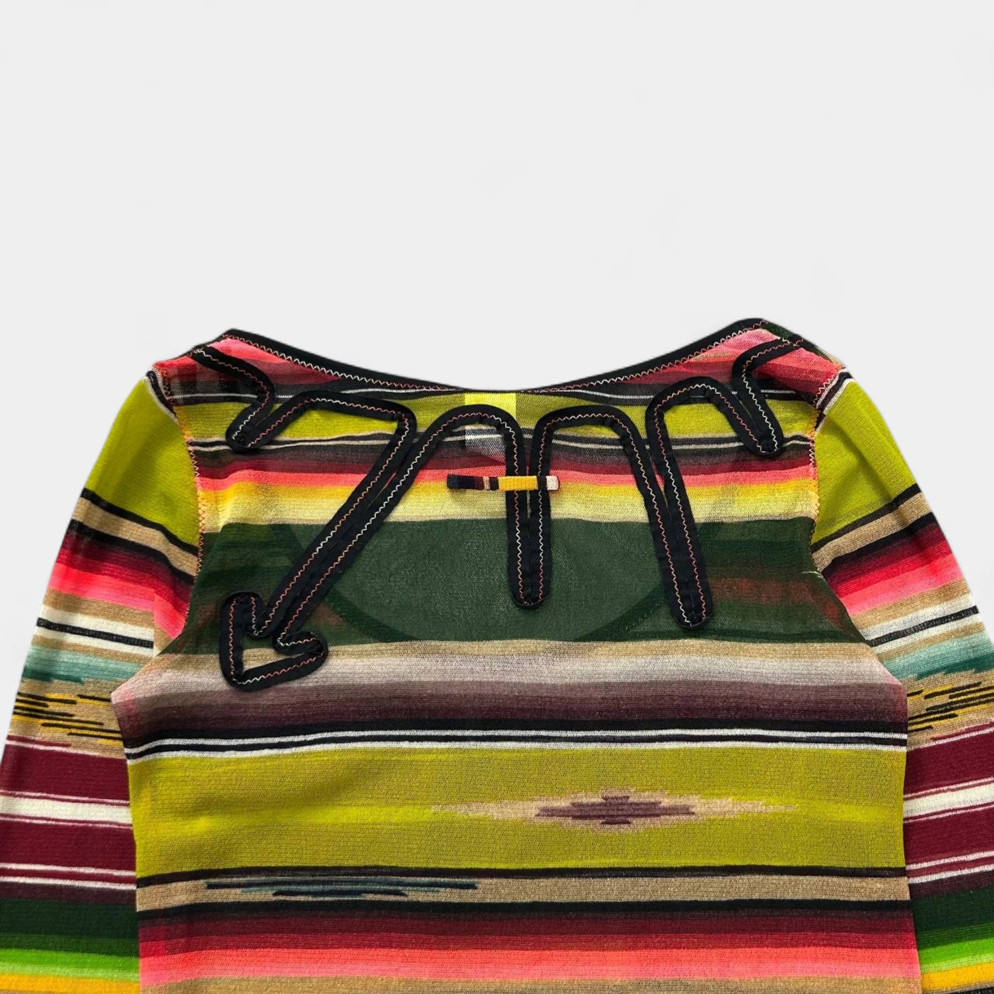 Jean Paul Gaultier Soleil "Serape" Stripe Mesh Longsleeve