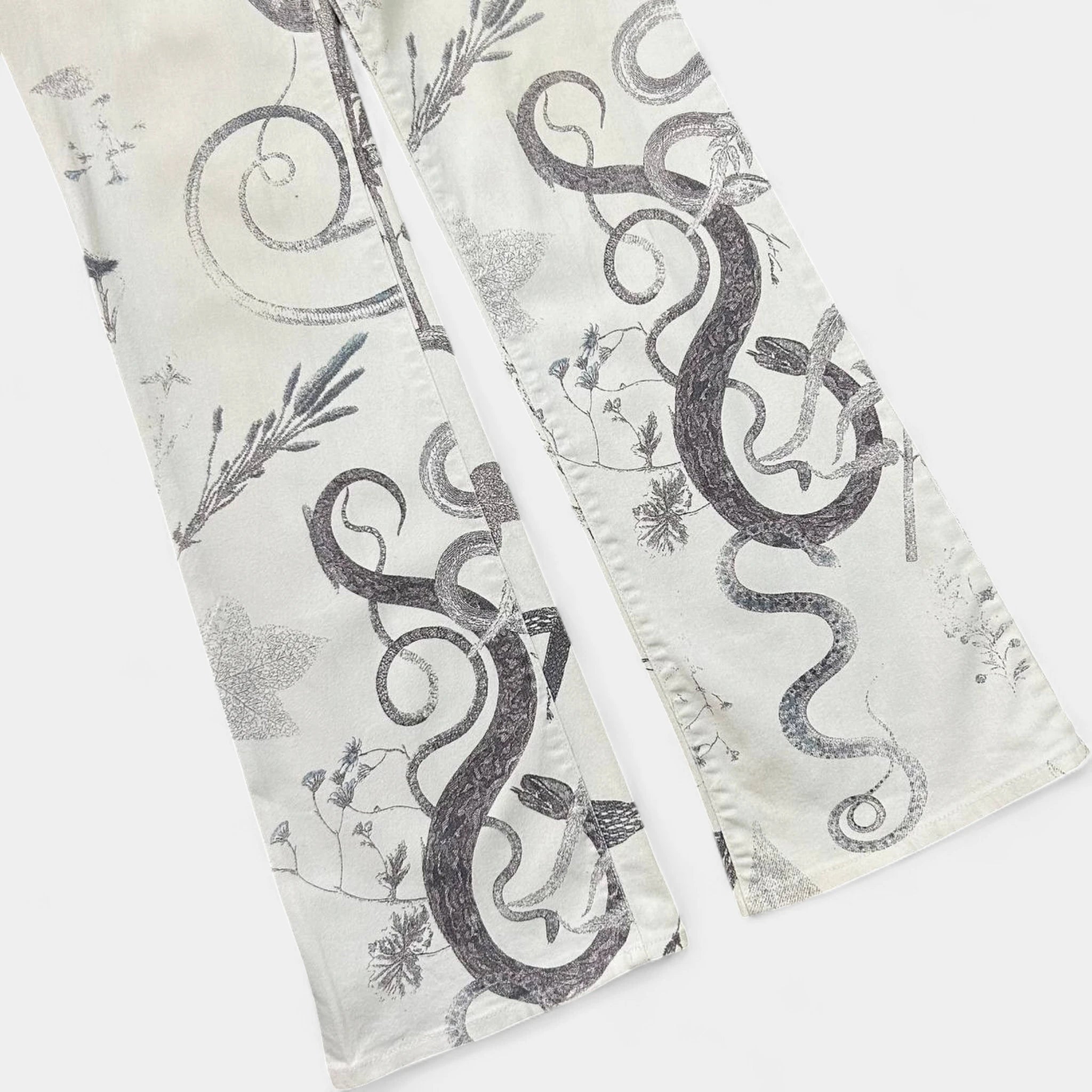 Just Cavalli SS04 Serpent Botanical Print Flare Jeans