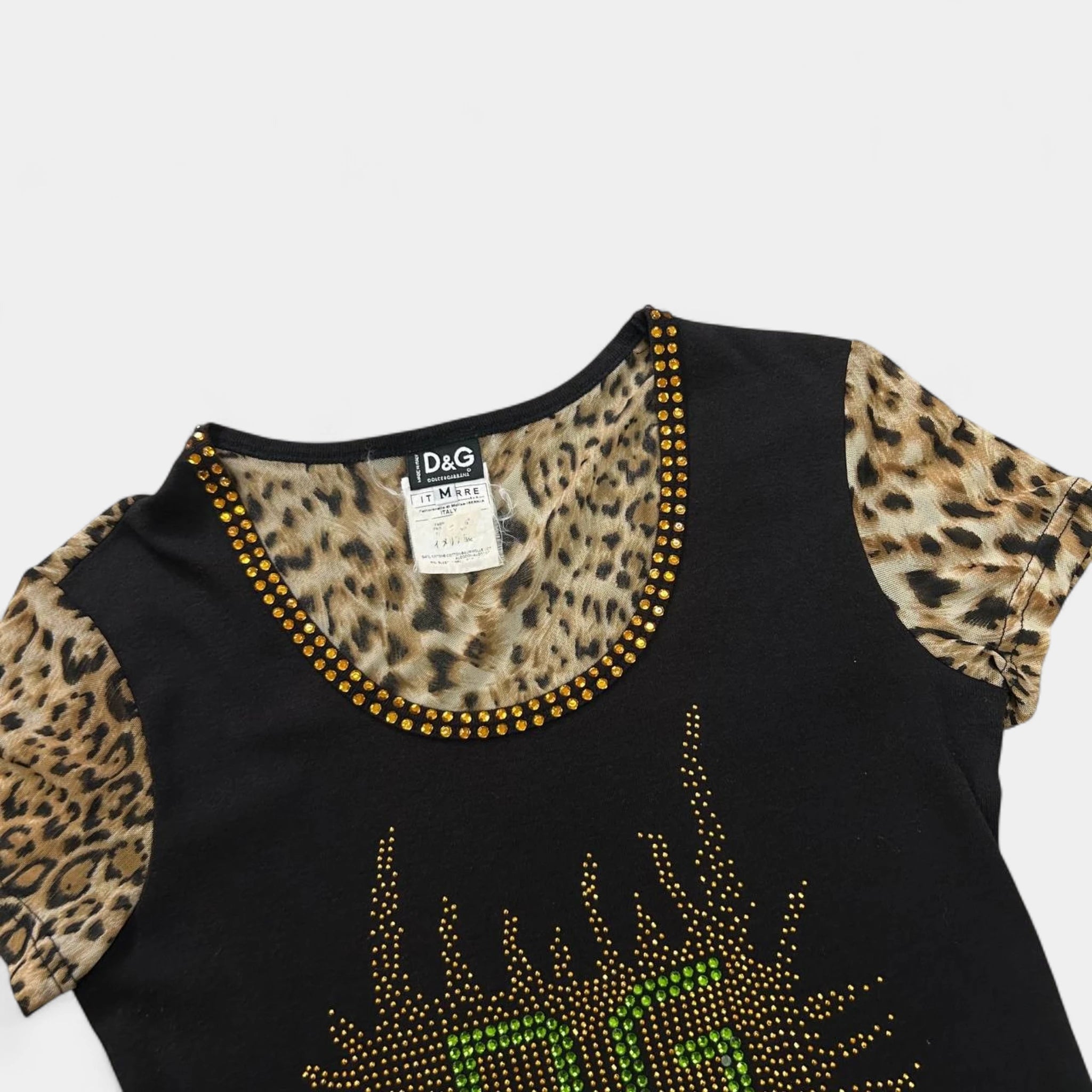Dolce & Gabbana 2000s Rhinestone Leopard Tee